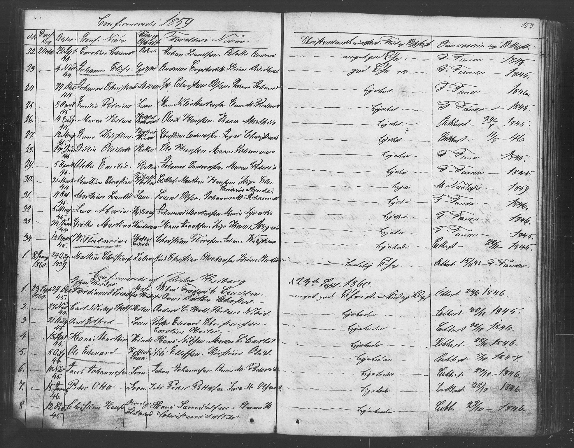 Vestby prestekontor Kirkebøker, AV/SAO-A-10893/F/Fa/L0007: Parish register (official) no. I 7, 1850-1862, p. 153