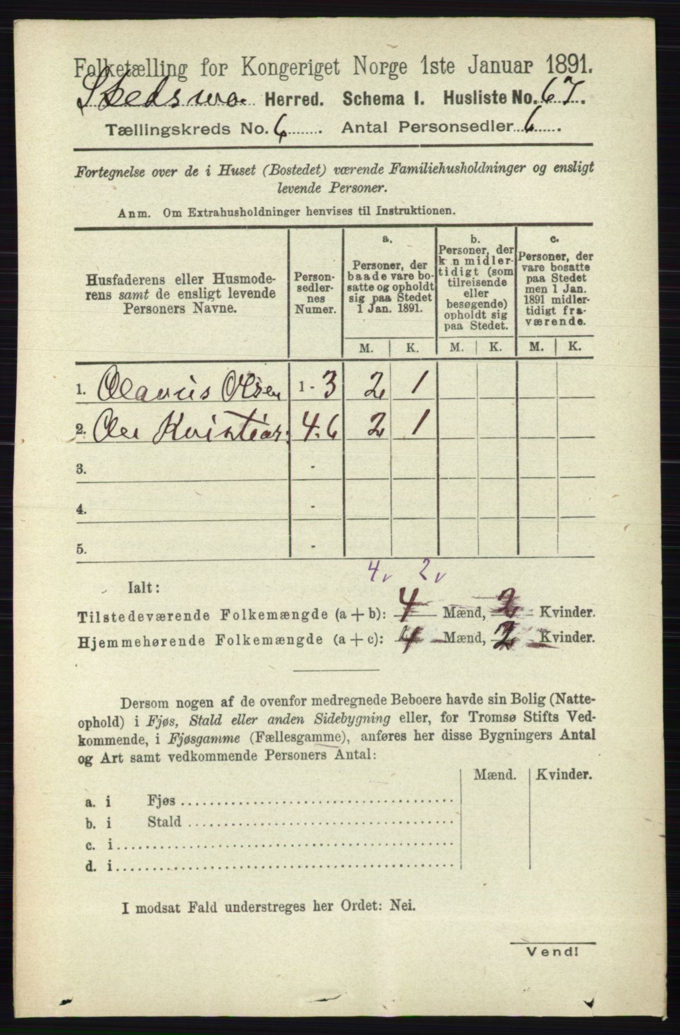 RA, 1891 census for 0231 Skedsmo, 1891, p. 2725