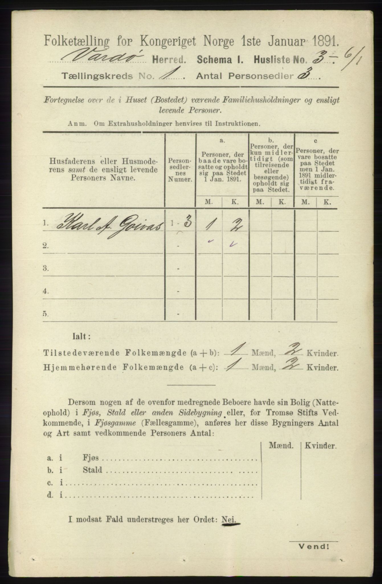 RA, 1891 census for 2028 Vardø, 1891, p. 18