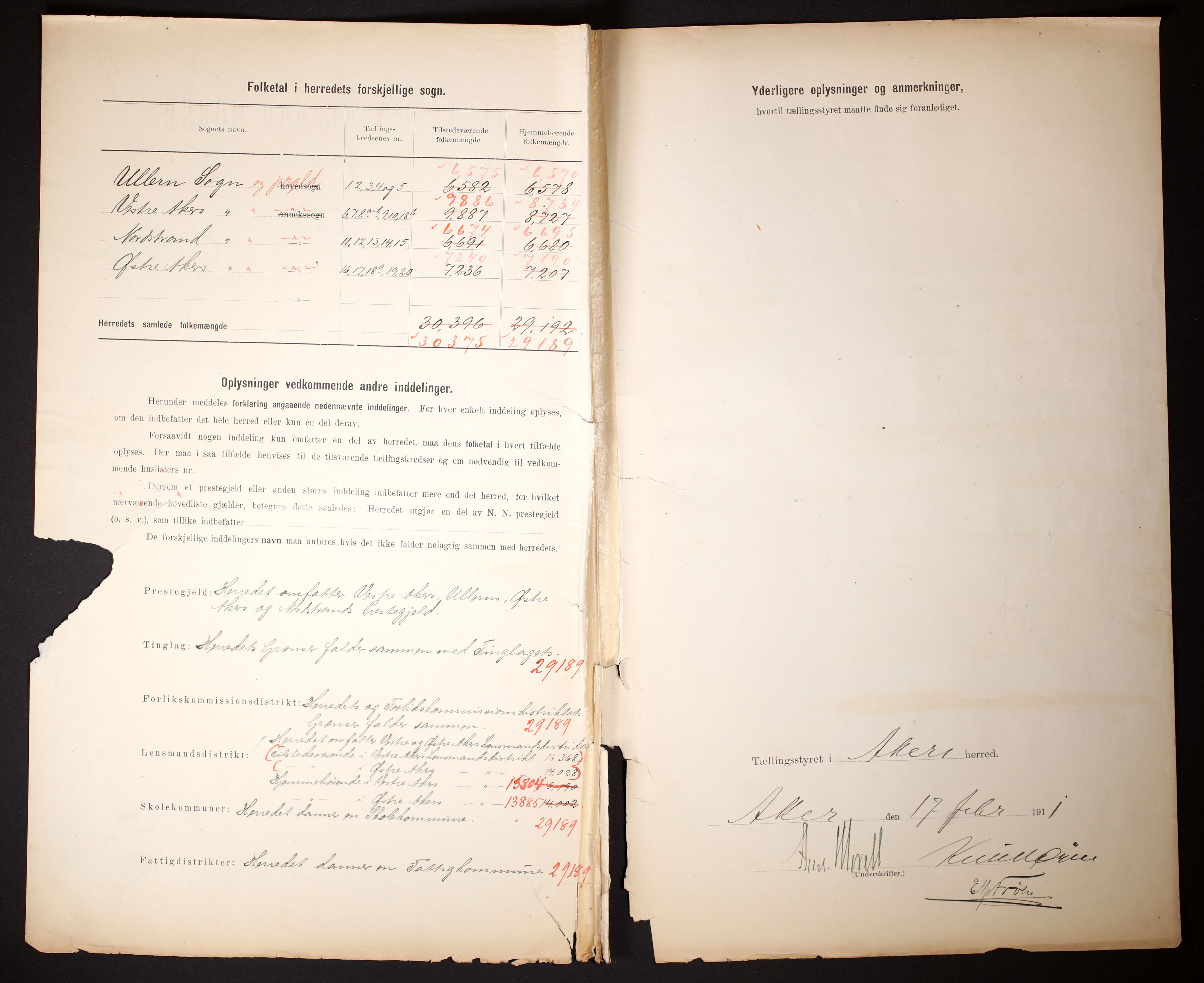 RA, 1910 census for Aker, 1910, p. 3