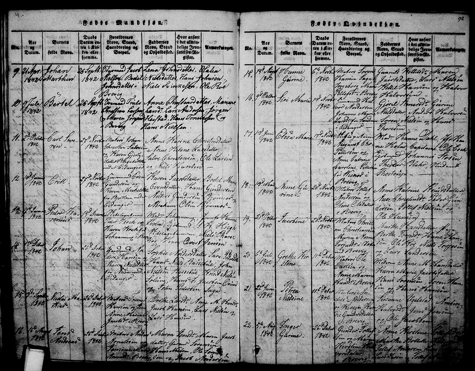 Brevik kirkebøker, SAKO/A-255/F/Fa/L0004: Parish register (official) no. 4, 1814-1846, p. 92