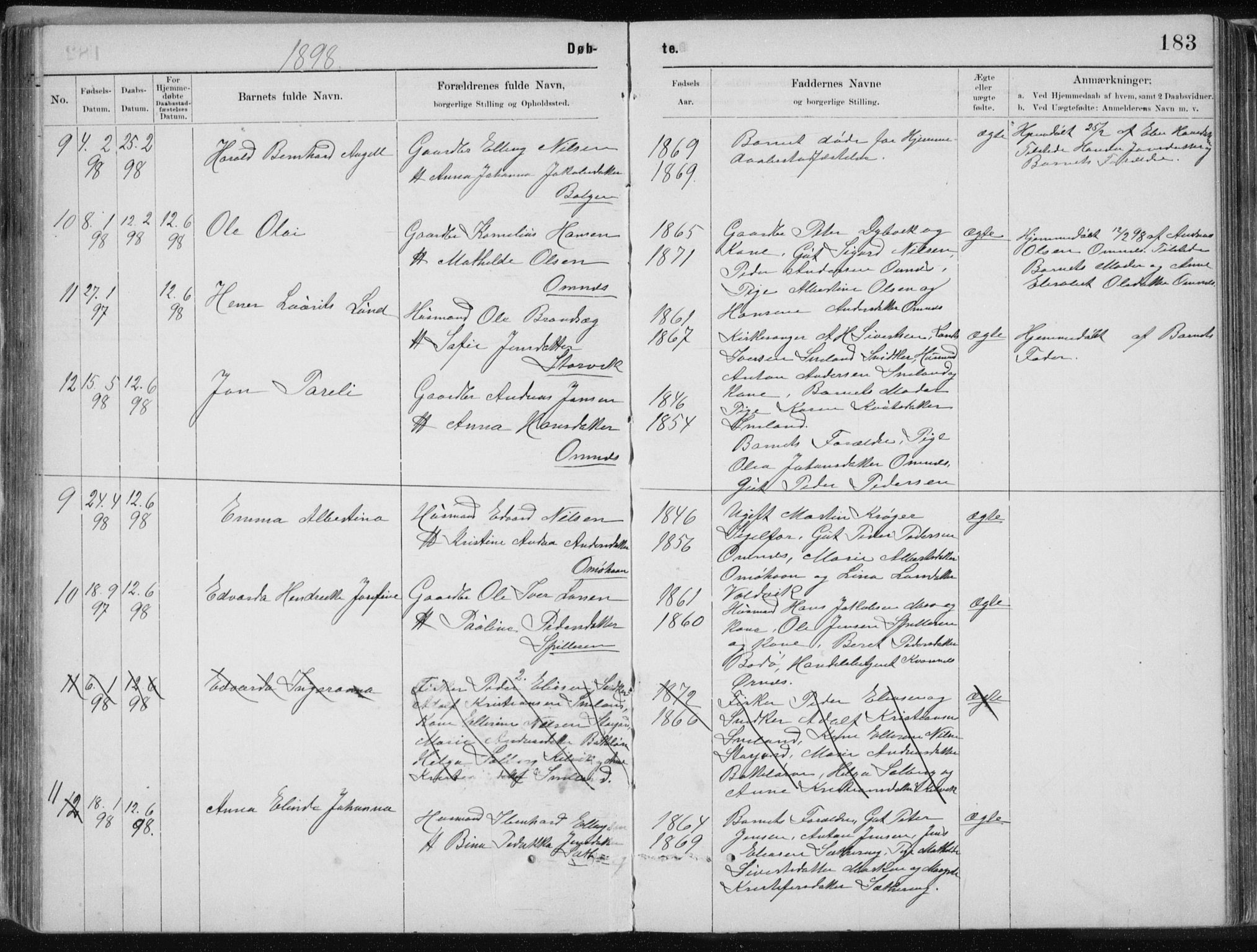 Ministerialprotokoller, klokkerbøker og fødselsregistre - Nordland, AV/SAT-A-1459/843/L0636: Parish register (copy) no. 843C05, 1884-1909, p. 183