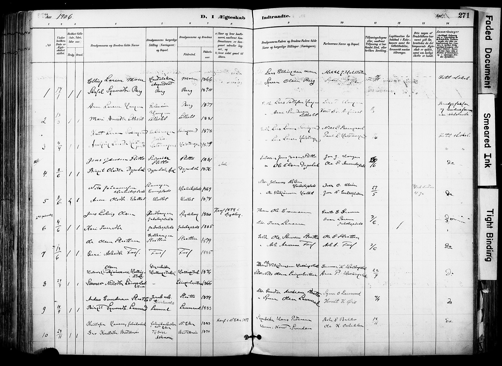 Hol kirkebøker, SAKO/A-227/F/Fa/L0003: Parish register (official) no. I 3, 1887-1918, p. 271