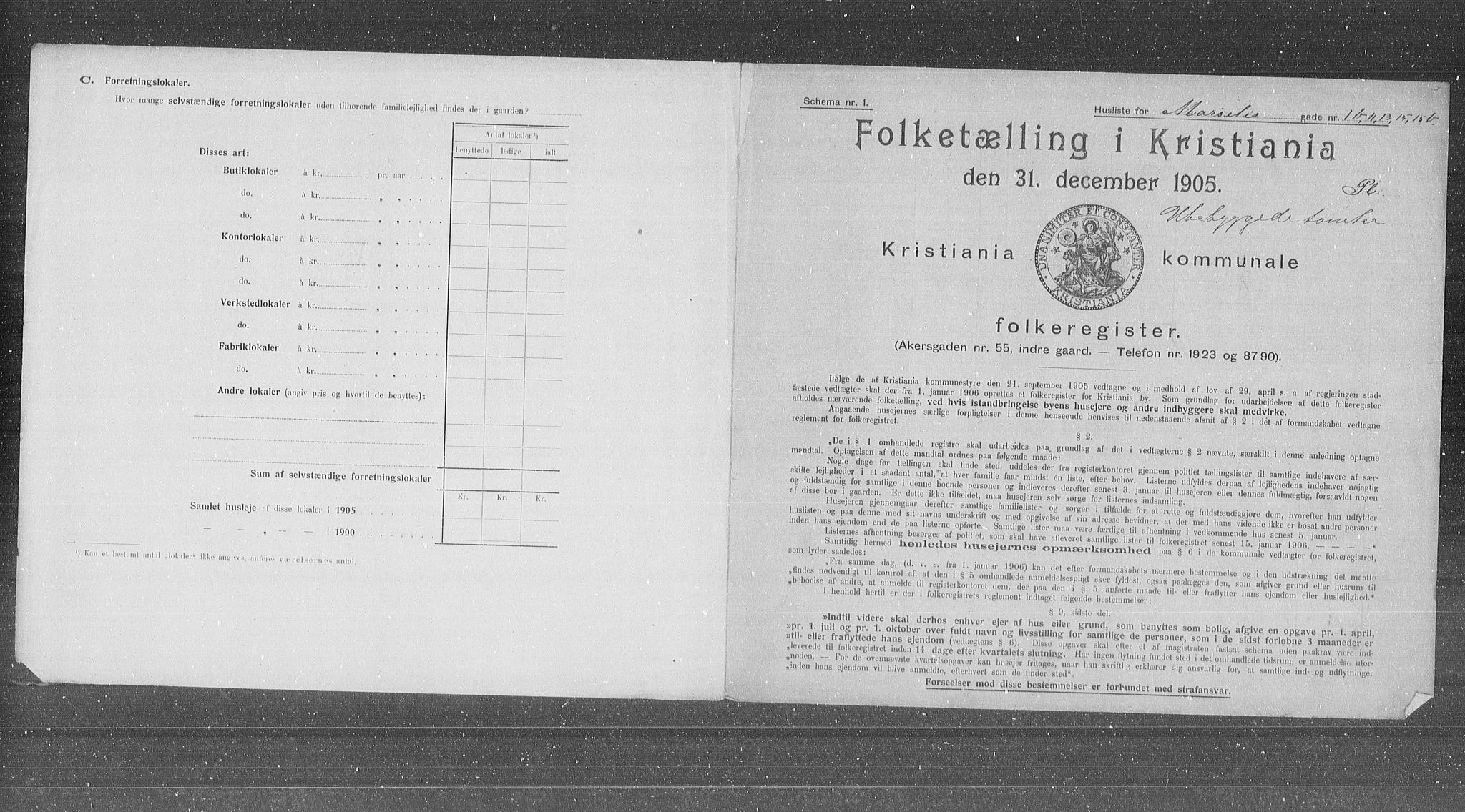 OBA, Municipal Census 1905 for Kristiania, 1905, p. 33864