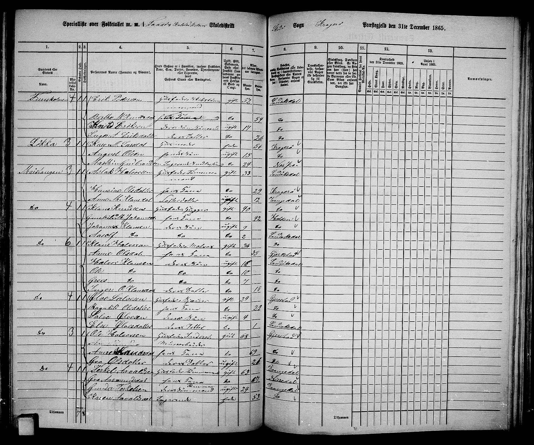 RA, 1865 census for Kragerø/Sannidal og Skåtøy, 1865, p. 138