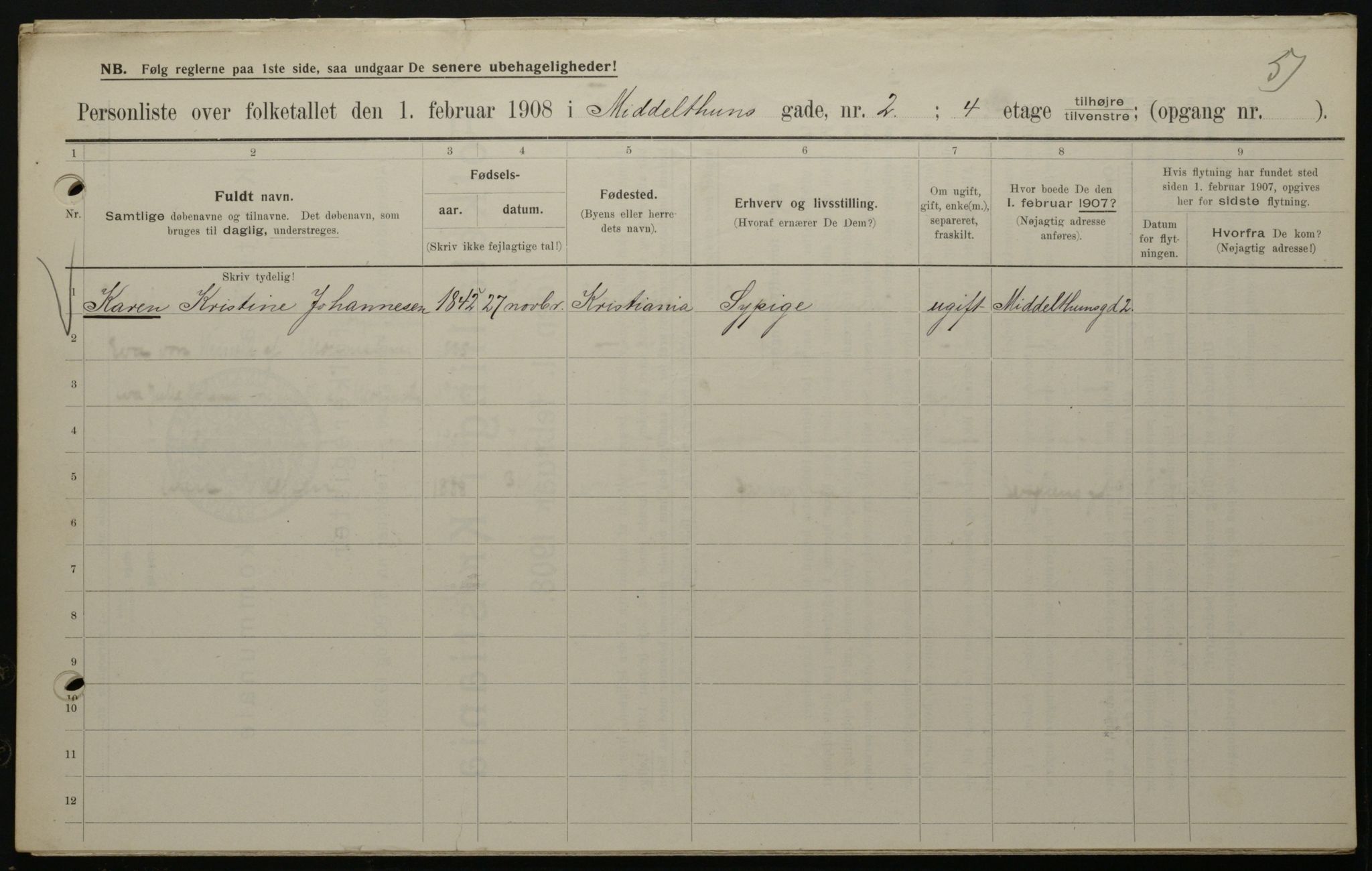 OBA, Municipal Census 1908 for Kristiania, 1908, p. 58554