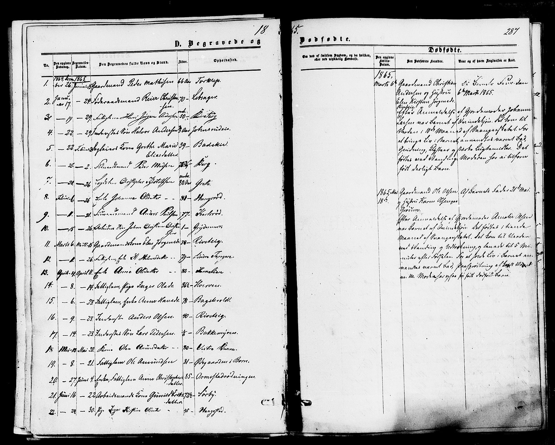 Våle kirkebøker, SAKO/A-334/F/Fa/L0010: Parish register (official) no. I 10, 1861-1877, p. 287