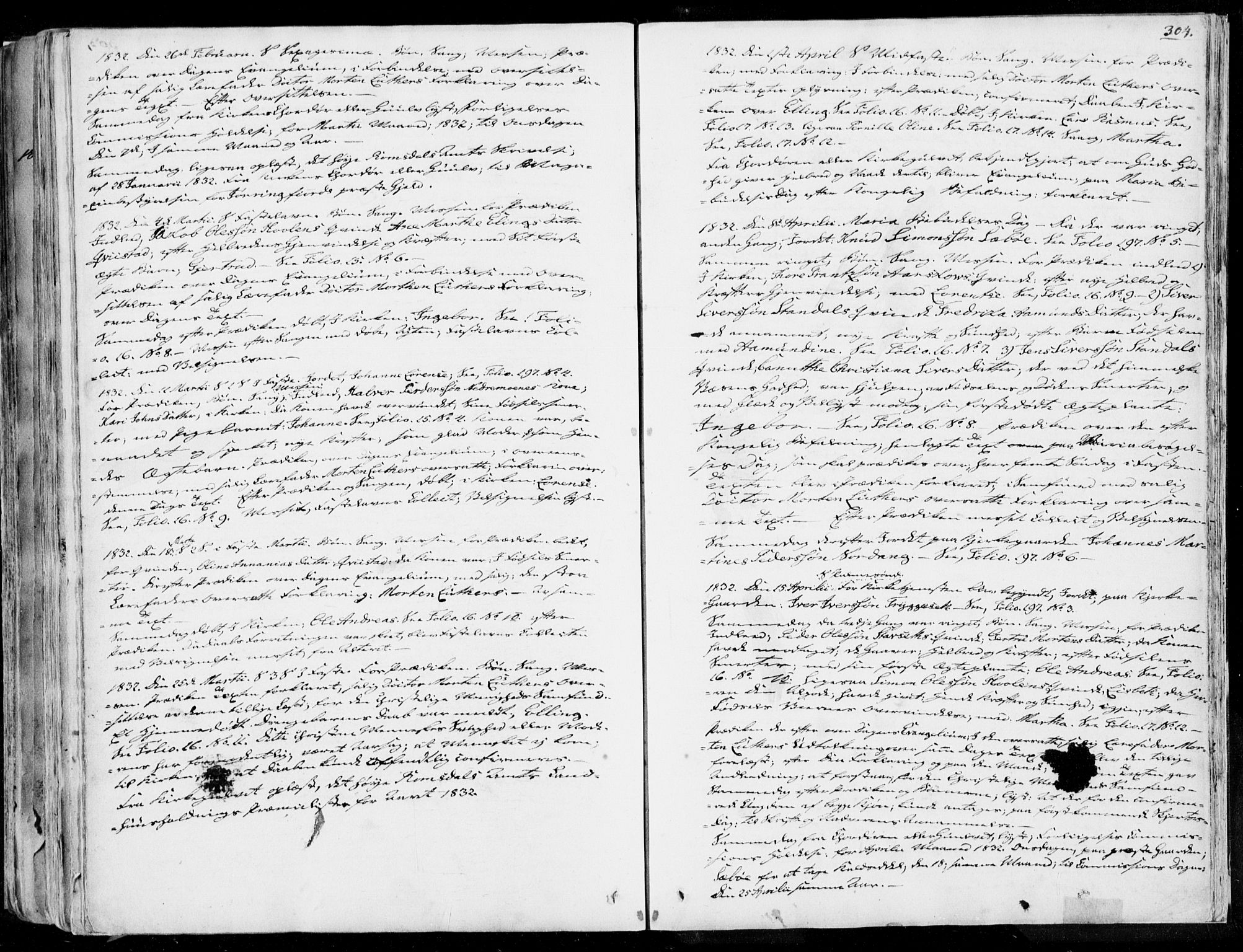 Ministerialprotokoller, klokkerbøker og fødselsregistre - Møre og Romsdal, AV/SAT-A-1454/515/L0208: Parish register (official) no. 515A04, 1830-1846, p. 304