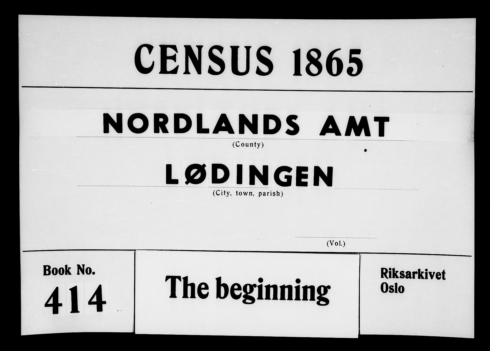 RA, 1865 census for Lødingen, 1865, p. 1