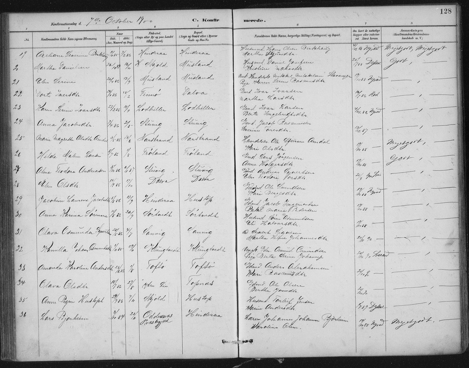 Nedstrand sokneprestkontor, AV/SAST-A-101841/01/IV: Parish register (official) no. A 12, 1887-1915, p. 128