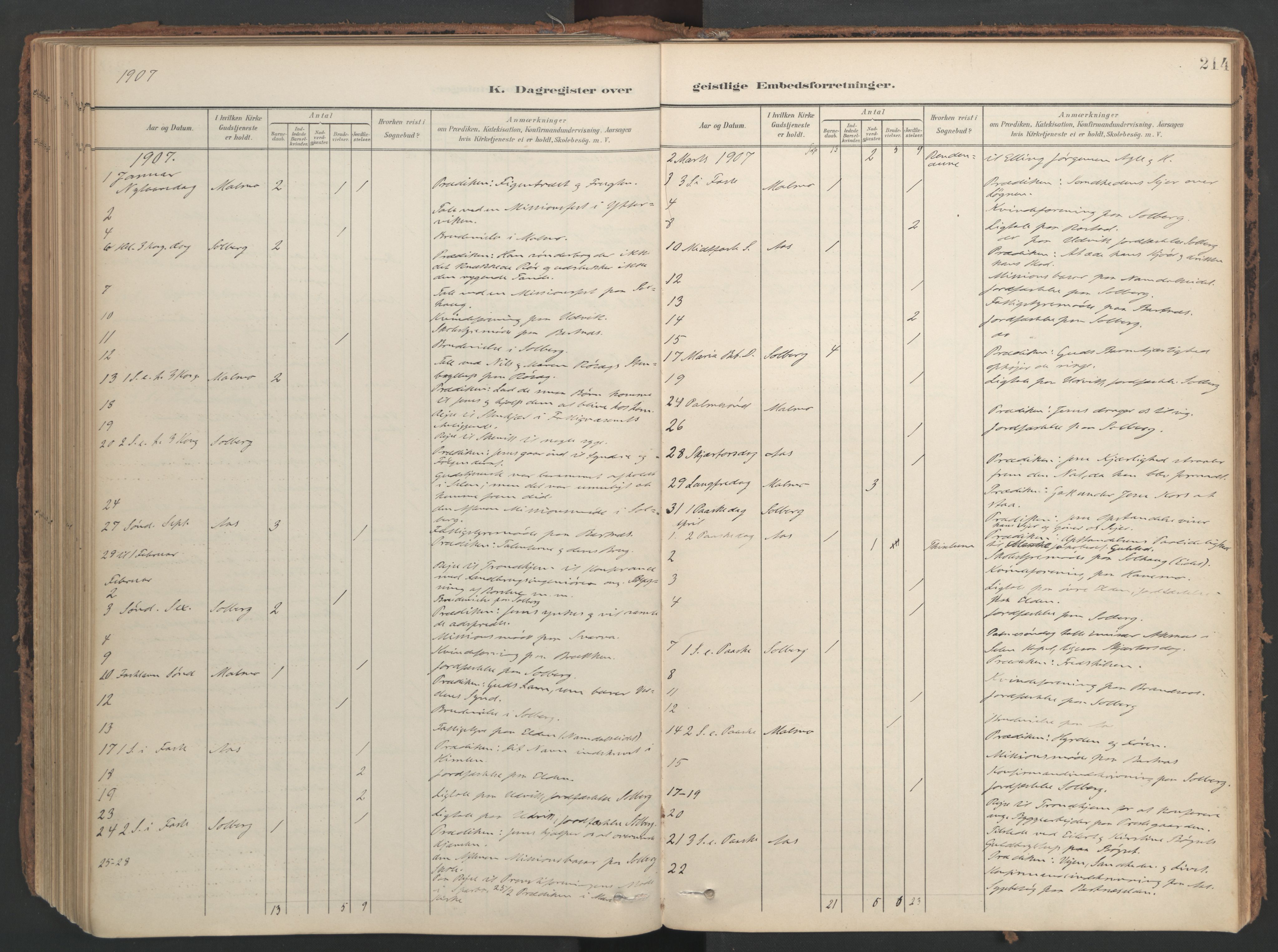 Ministerialprotokoller, klokkerbøker og fødselsregistre - Nord-Trøndelag, SAT/A-1458/741/L0397: Parish register (official) no. 741A11, 1901-1911, p. 214