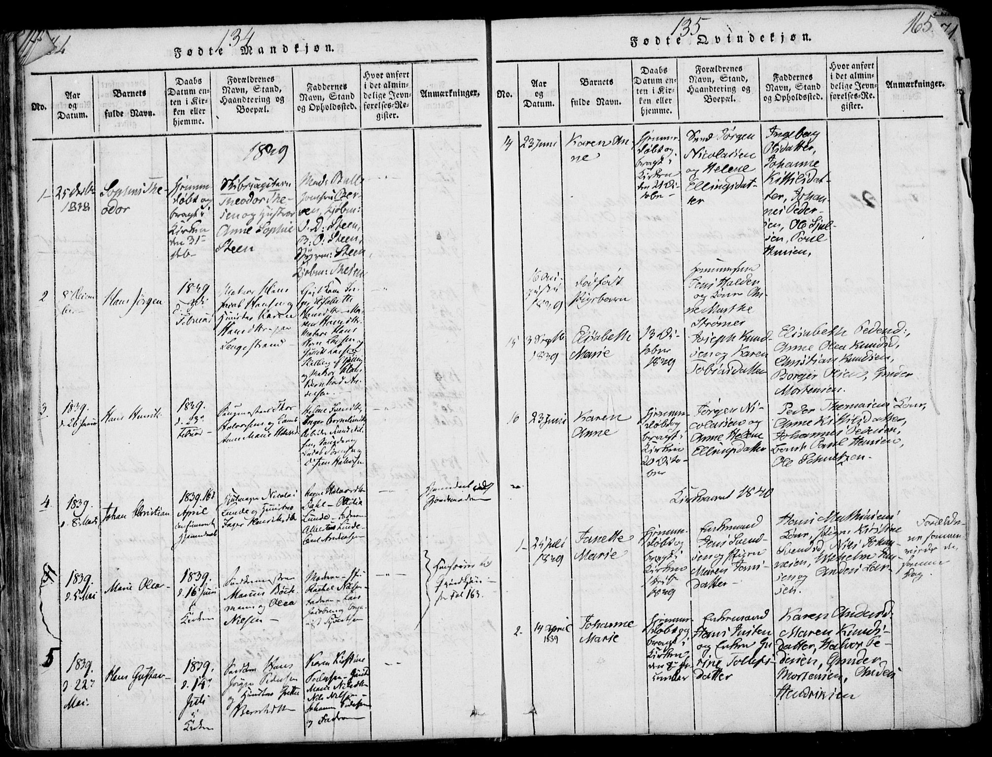 Larvik kirkebøker, AV/SAKO-A-352/F/Fb/L0002: Parish register (official) no. II 2, 1818-1842, p. 164-165