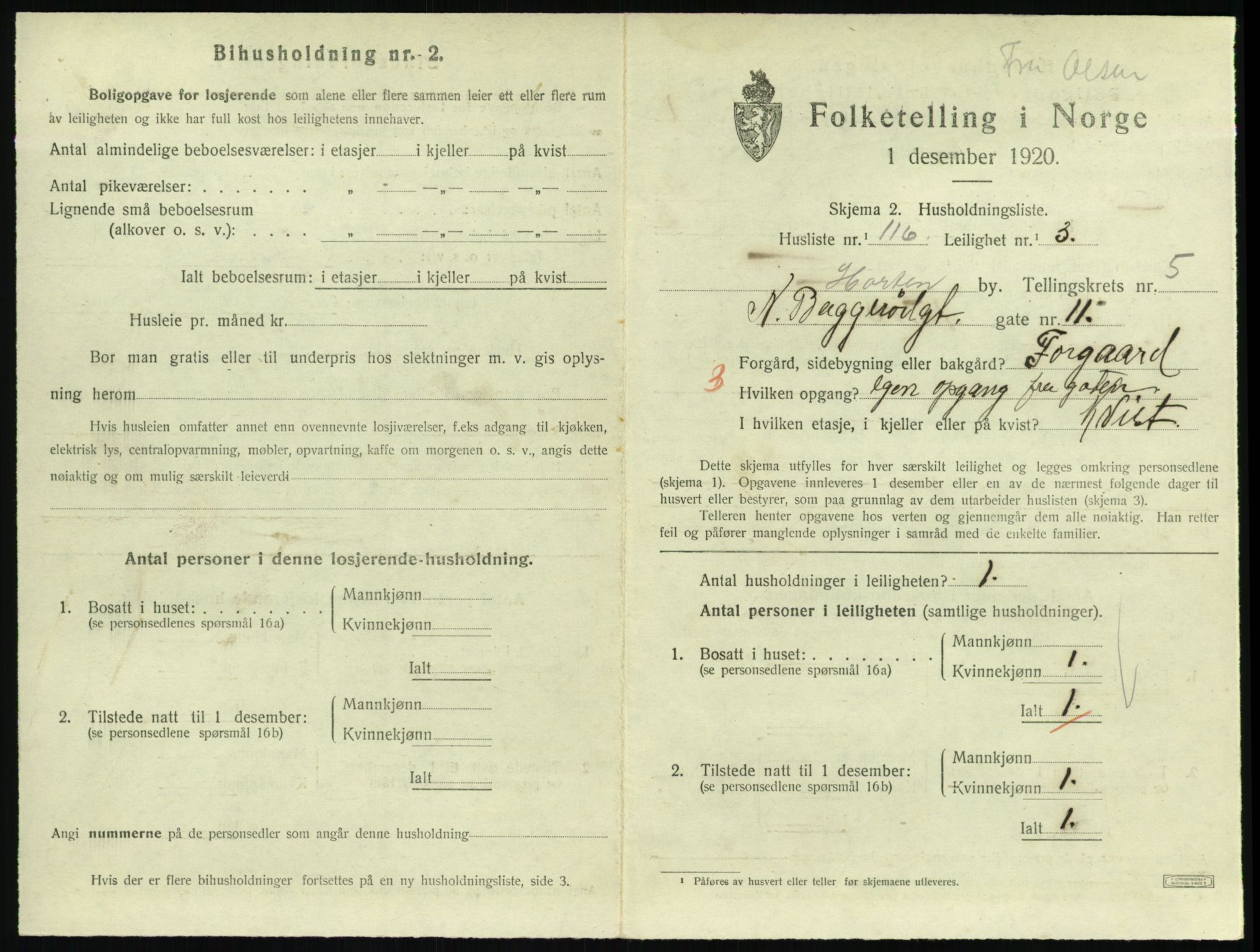 SAKO, 1920 census for Horten, 1920, p. 6075