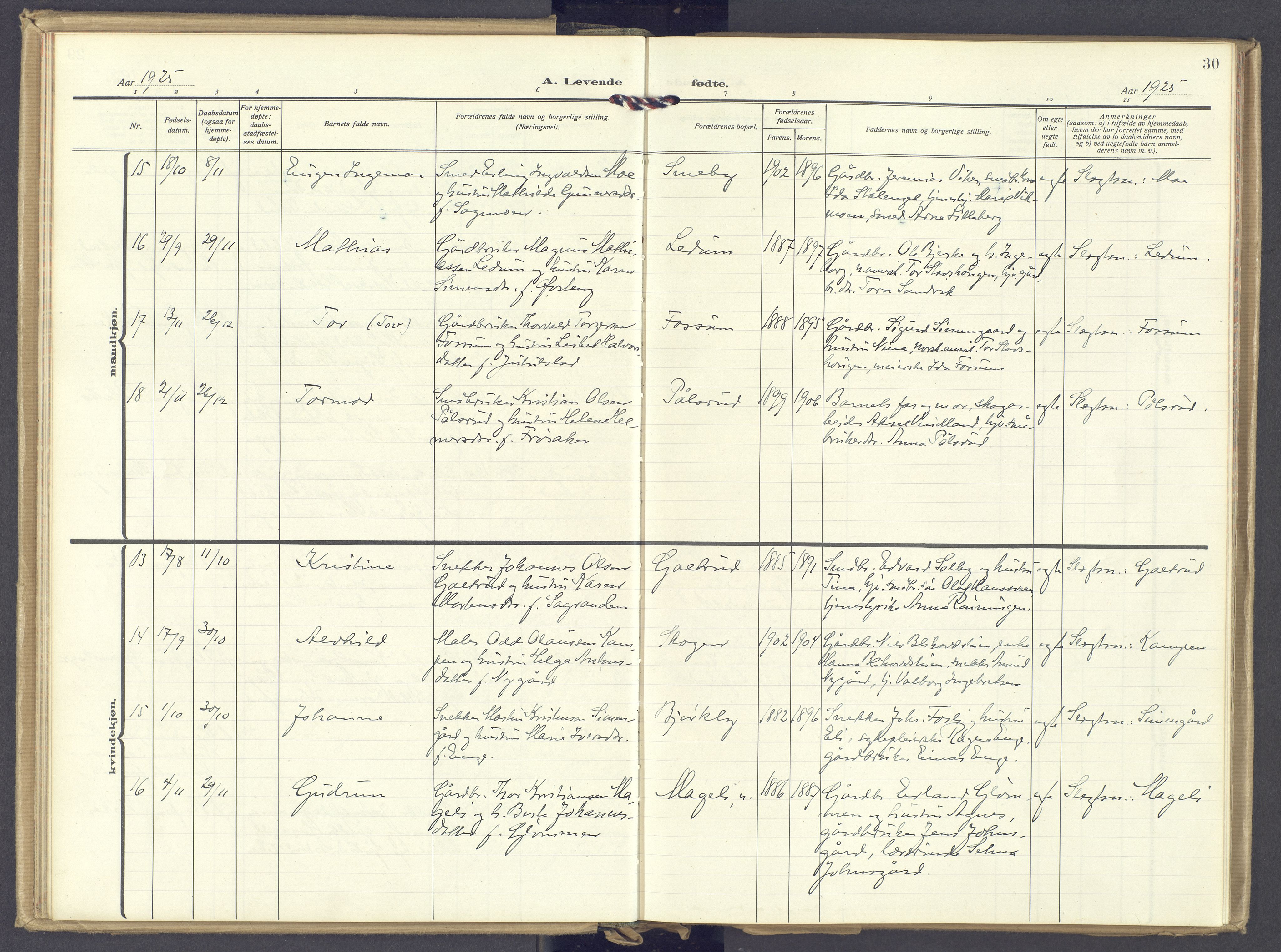 Øyer prestekontor, AV/SAH-PREST-084/H/Ha/Haa/L0014: Parish register (official) no. 14, 1919-1932, p. 30