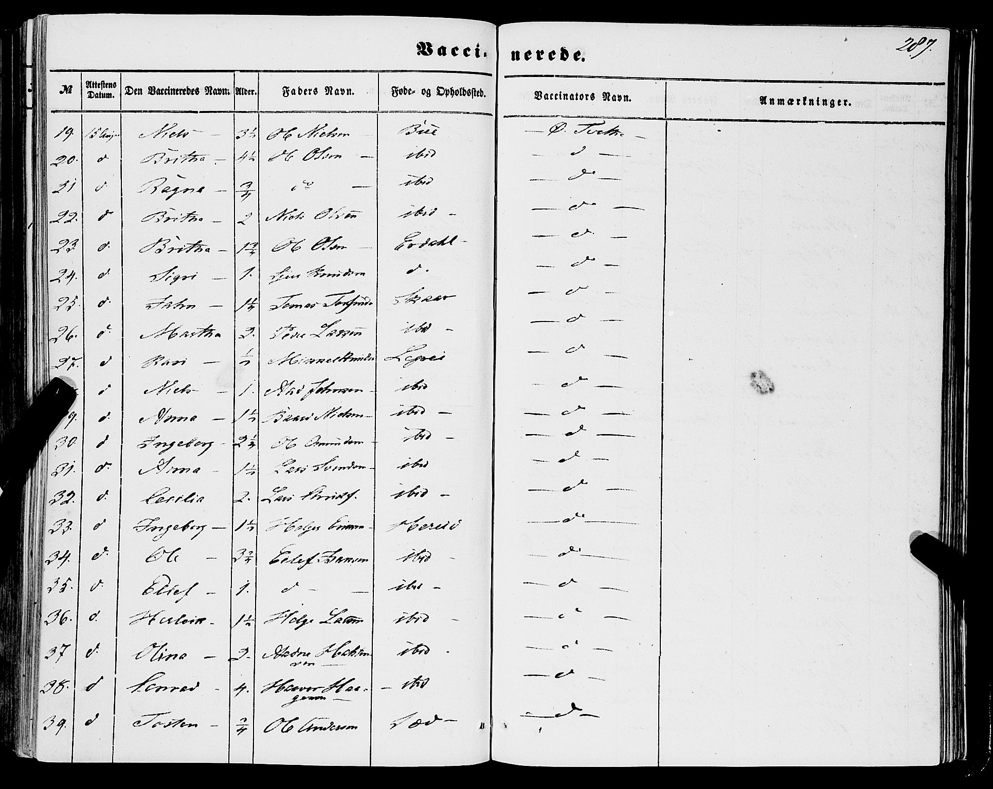 Ulvik sokneprestembete, SAB/A-78801/H/Haa: Parish register (official) no. A 13, 1853-1863, p. 287