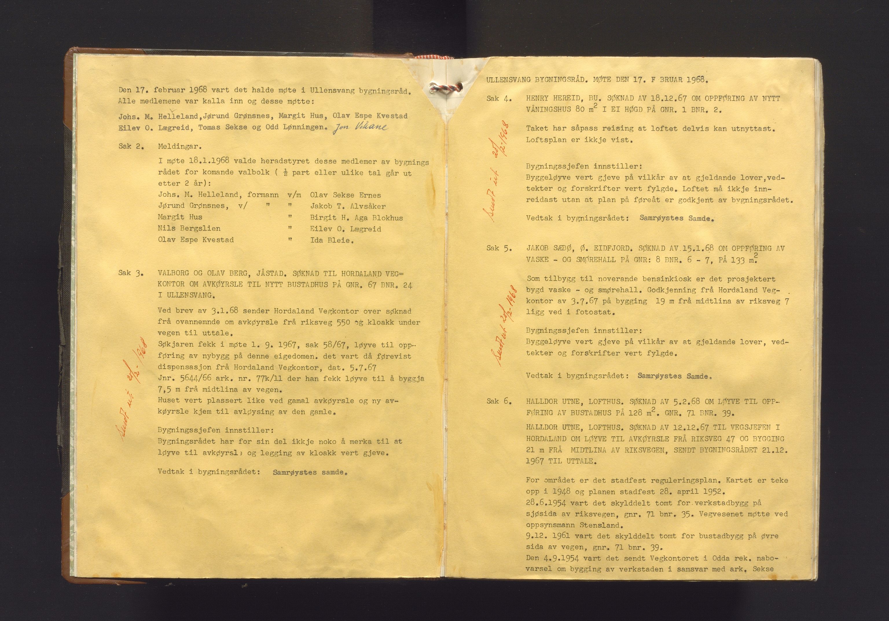 Ullensvang herad. Lofthus / Ullensvang bygningsråd , IKAH/1231b-511/A/Aa/L0004: Møtebok for Ullensvang bygningsråd, 1968-1972