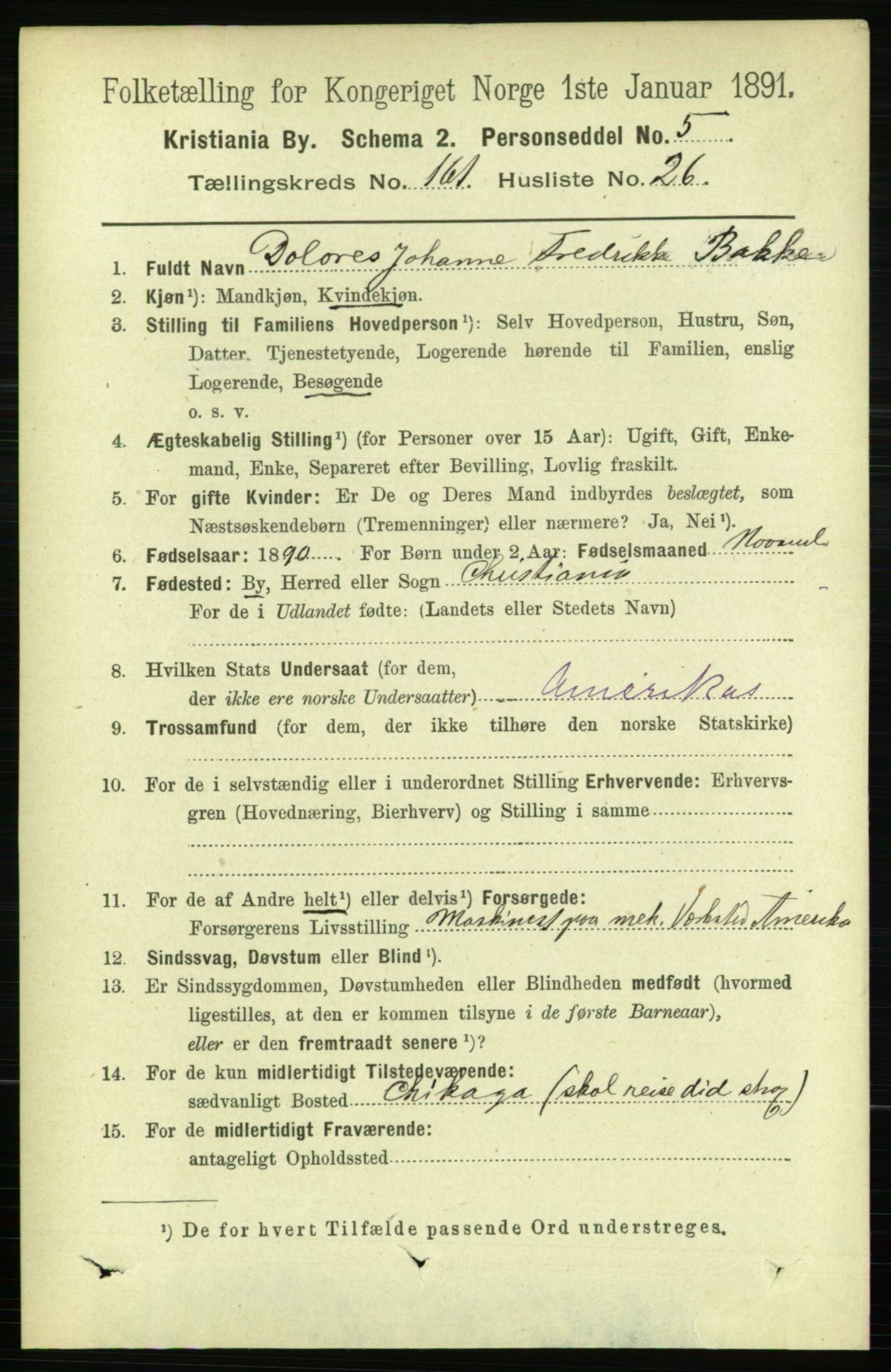 RA, 1891 census for 0301 Kristiania, 1891, p. 92516