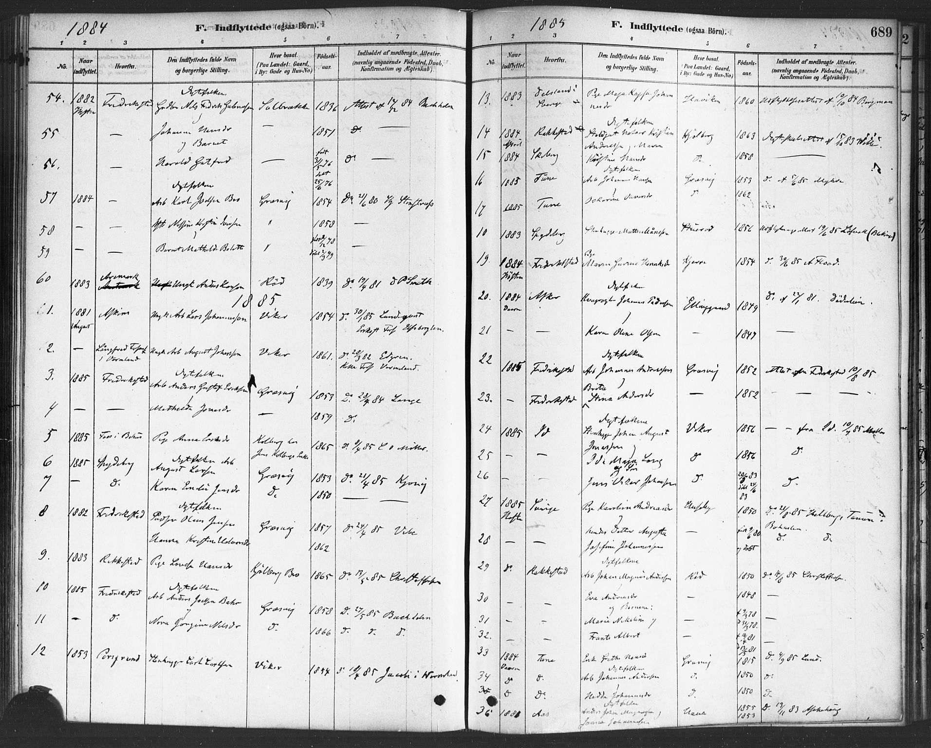 Onsøy prestekontor Kirkebøker, SAO/A-10914/F/Fa/L0006: Parish register (official) no. I 6, 1878-1898, p. 689