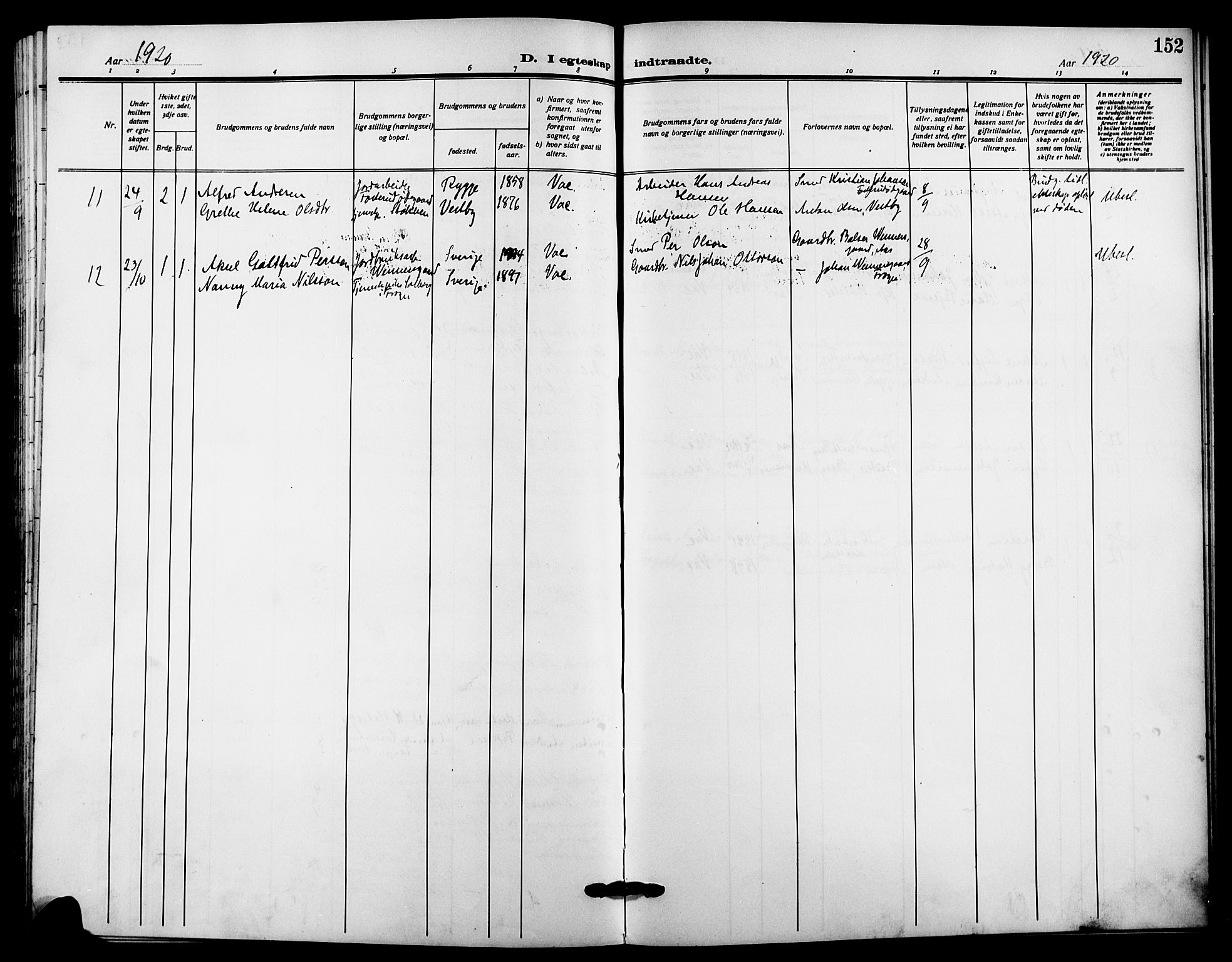 Ås prestekontor Kirkebøker, SAO/A-10894/G/Ga/L0005: Parish register (copy) no. I 5, 1916-1924, p. 152
