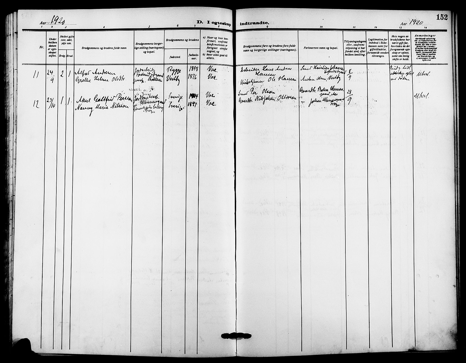 Ås prestekontor Kirkebøker, AV/SAO-A-10894/G/Ga/L0005: Parish register (copy) no. I 5, 1916-1924, p. 152