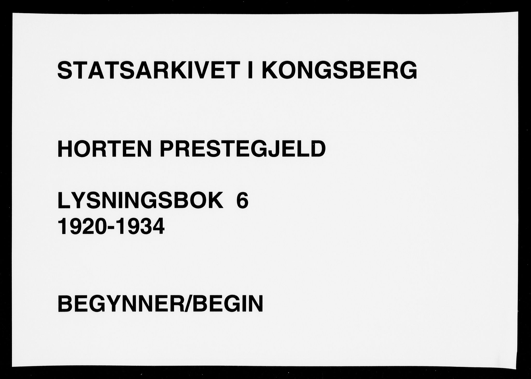 Horten kirkebøker, SAKO/A-348/H/Ha/L0006: Banns register no. 6, 1920-1934