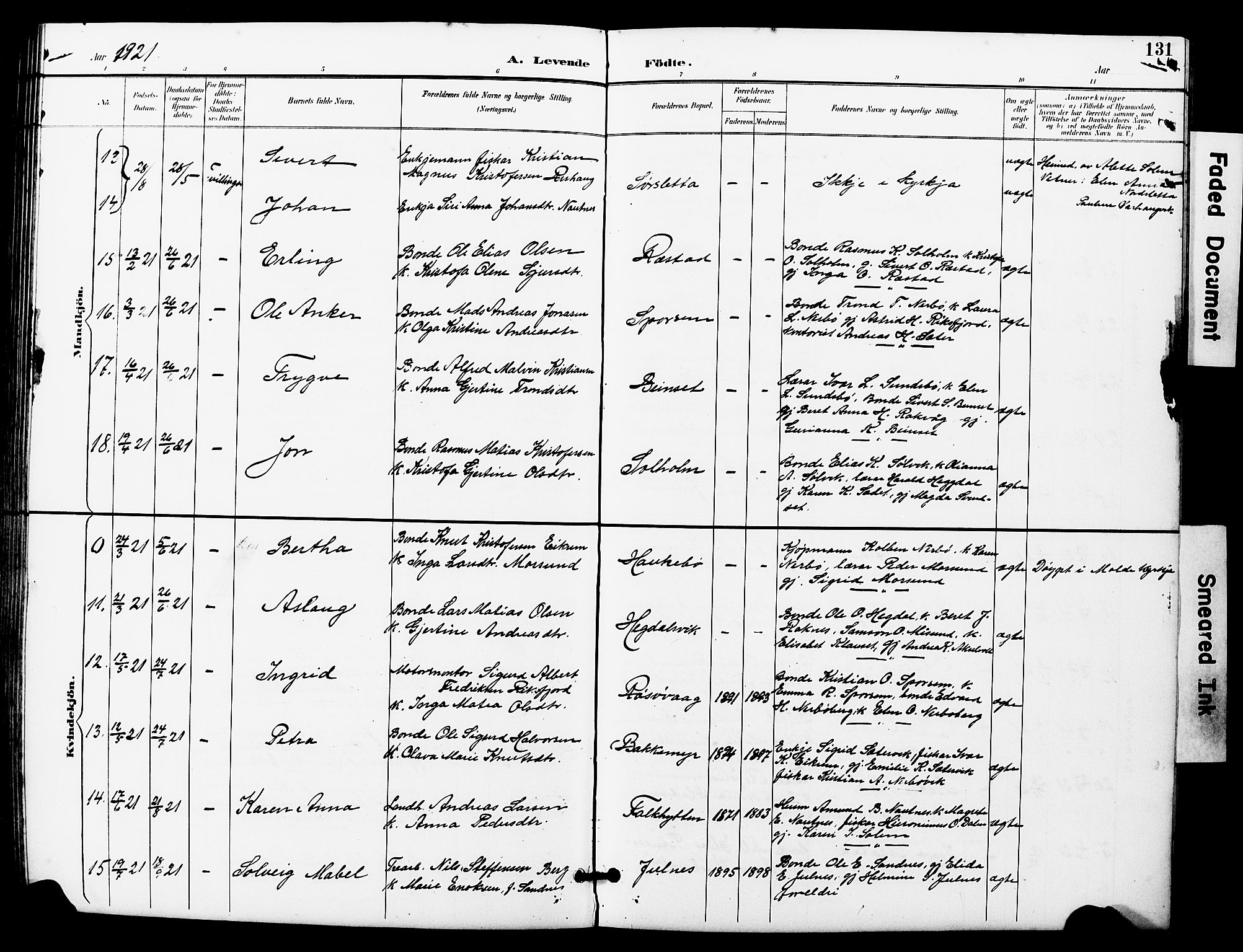 Ministerialprotokoller, klokkerbøker og fødselsregistre - Møre og Romsdal, AV/SAT-A-1454/560/L0725: Parish register (copy) no. 560C02, 1895-1930, p. 131