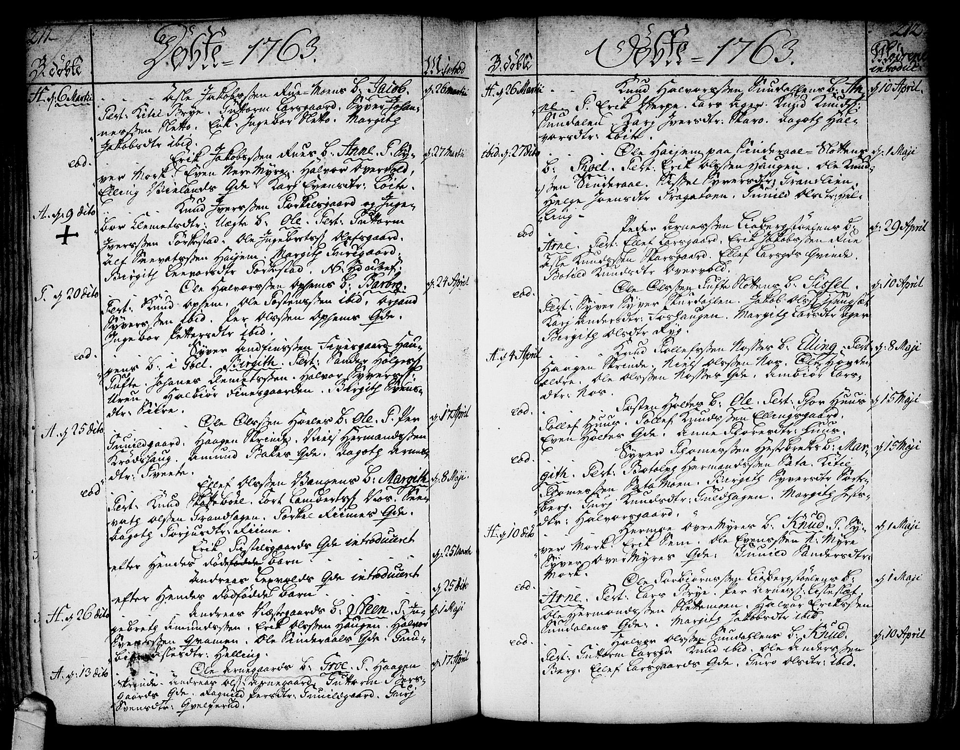 Ål kirkebøker, SAKO/A-249/F/Fa/L0001: Parish register (official) no. I 1, 1744-1769, p. 211-212