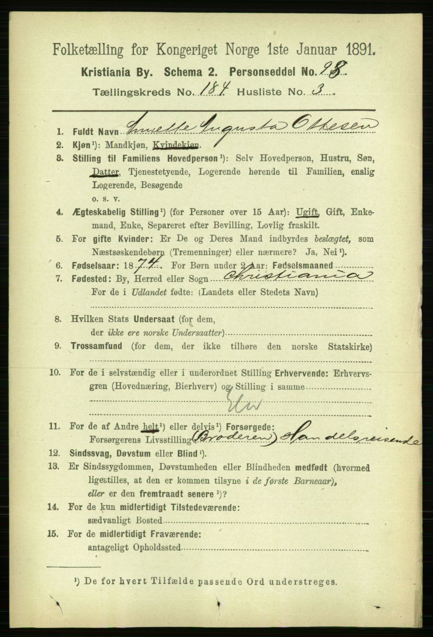 RA, 1891 census for 0301 Kristiania, 1891, p. 110136