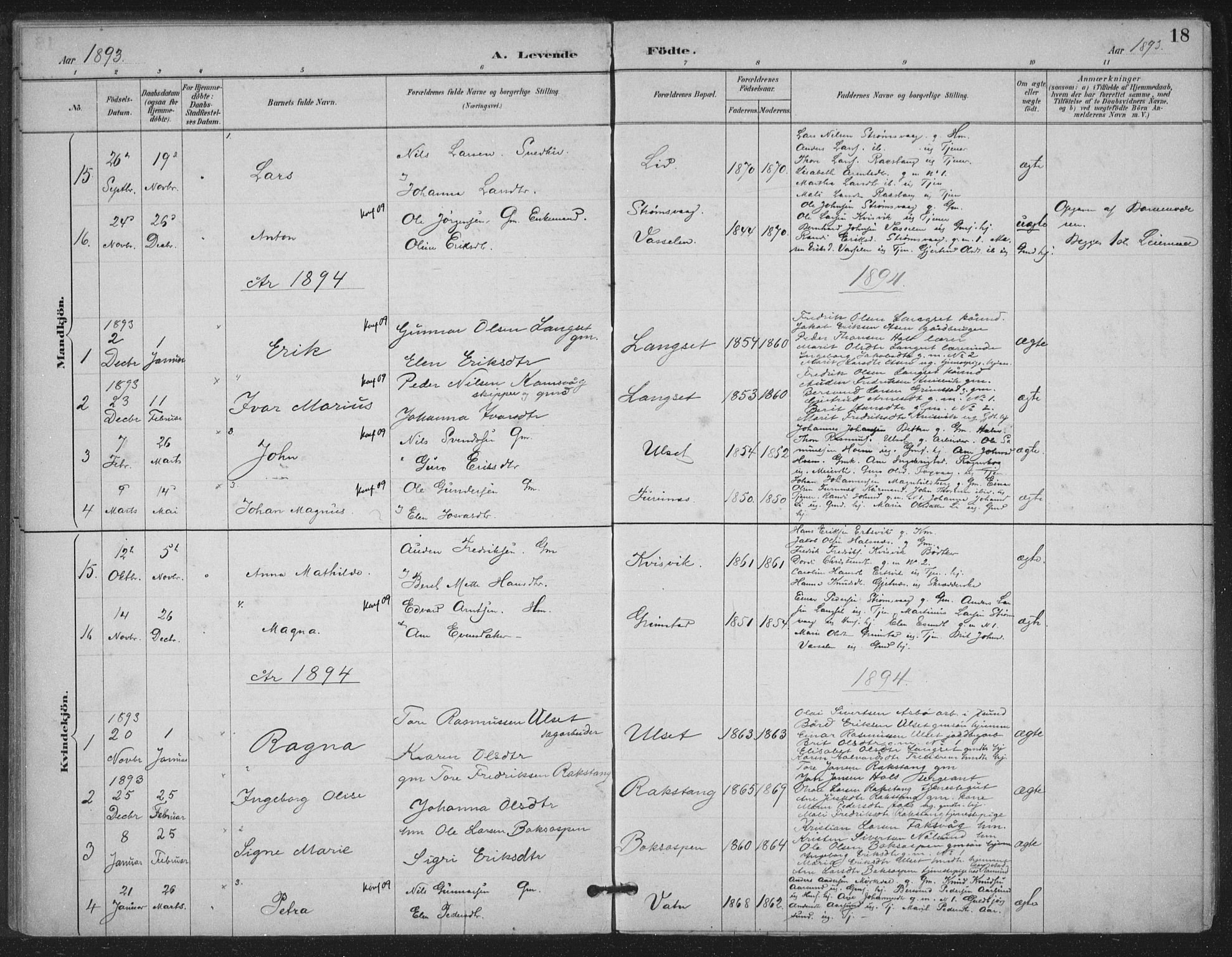 Ministerialprotokoller, klokkerbøker og fødselsregistre - Møre og Romsdal, AV/SAT-A-1454/587/L1000: Parish register (official) no. 587A02, 1887-1910, p. 18