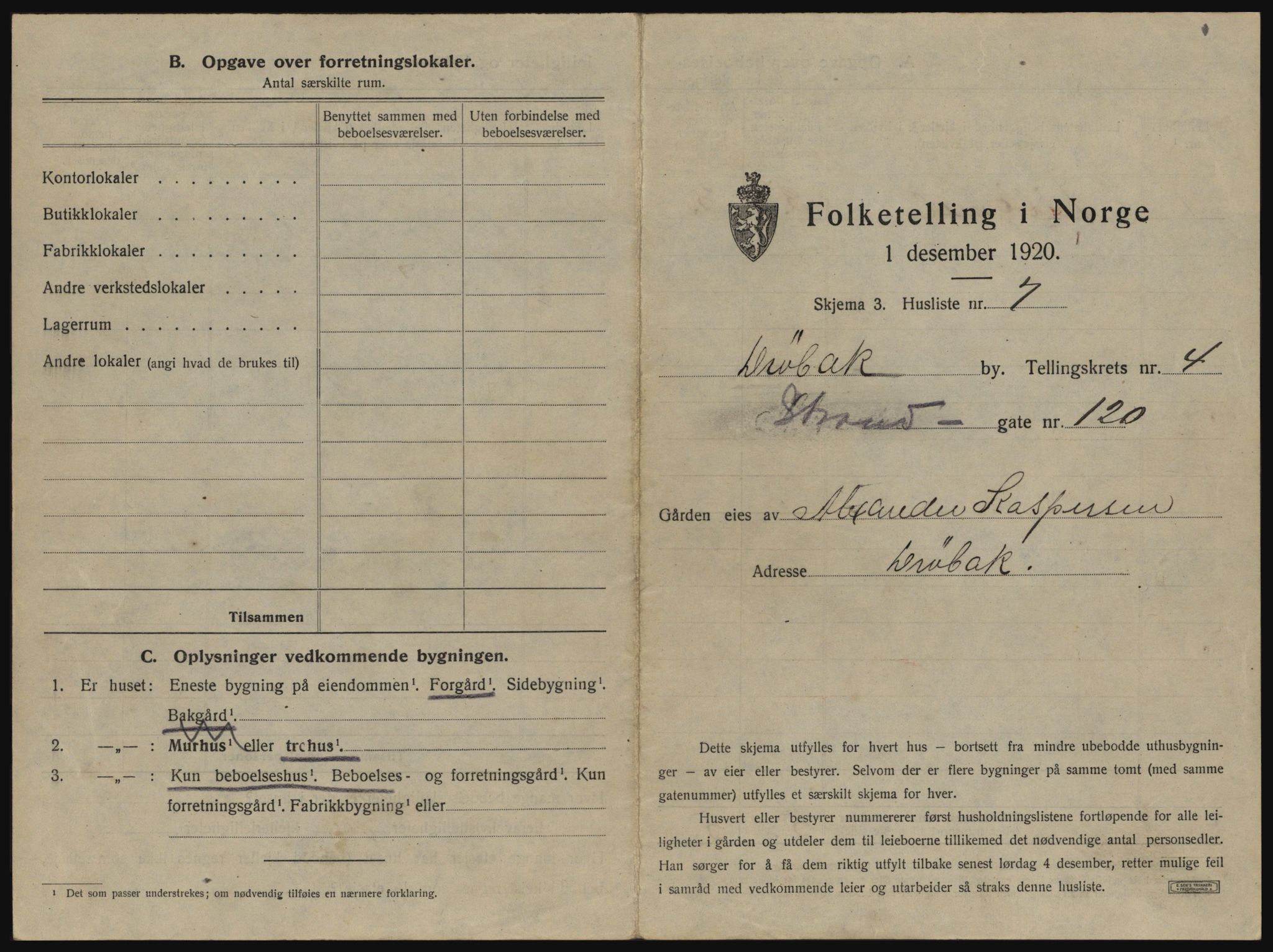 SAO, 1920 census for Drøbak, 1920, p. 377