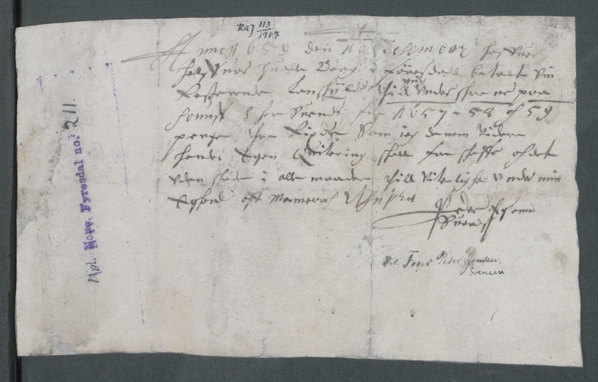 Riksarkivets diplomsamling, AV/RA-EA-5965/F02/L0168: Dokumenter, 1658-1660, p. 126