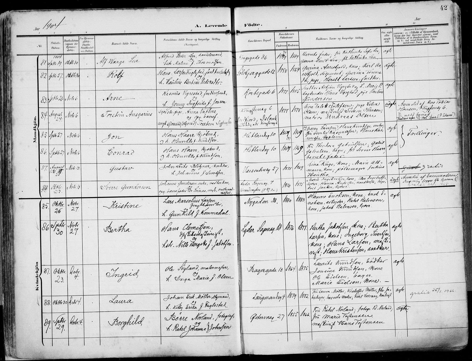 St. Petri sokneprestkontor, AV/SAST-A-101813/002/A/L0005: Parish register (official) no. A 23, 1902-1918, p. 42