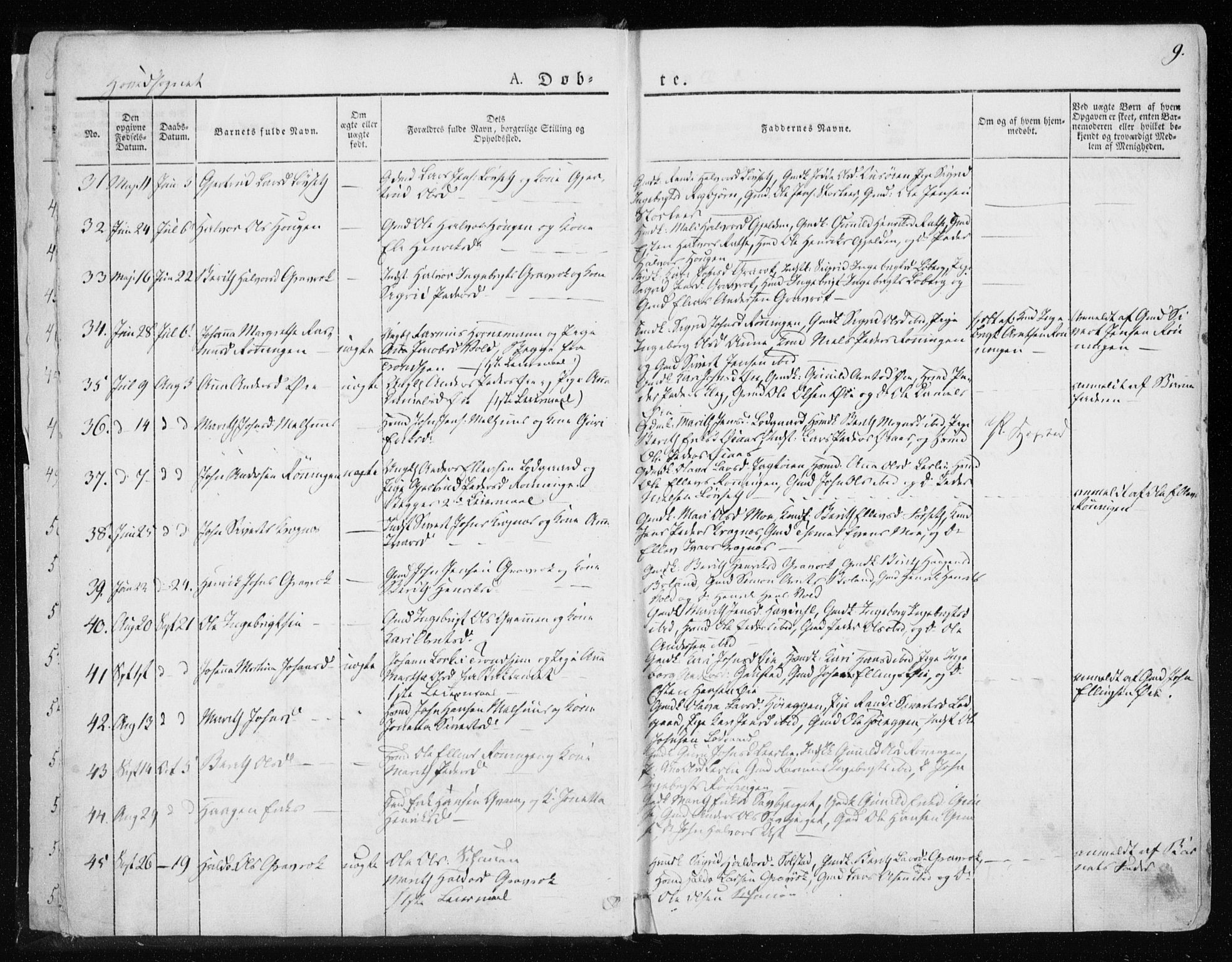 Ministerialprotokoller, klokkerbøker og fødselsregistre - Sør-Trøndelag, SAT/A-1456/691/L1069: Parish register (official) no. 691A04, 1826-1841, p. 9