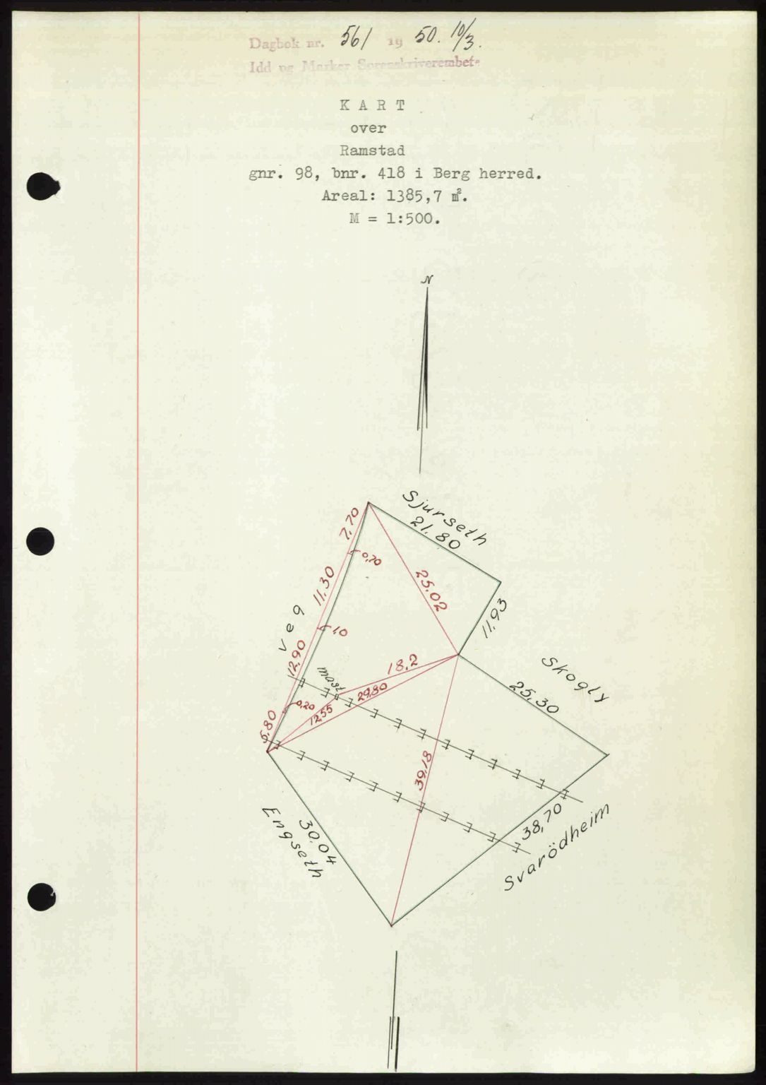 Idd og Marker sorenskriveri, AV/SAO-A-10283/G/Gb/Gbb/L0014: Mortgage book no. A14, 1950-1950, Diary no: : 561/1950