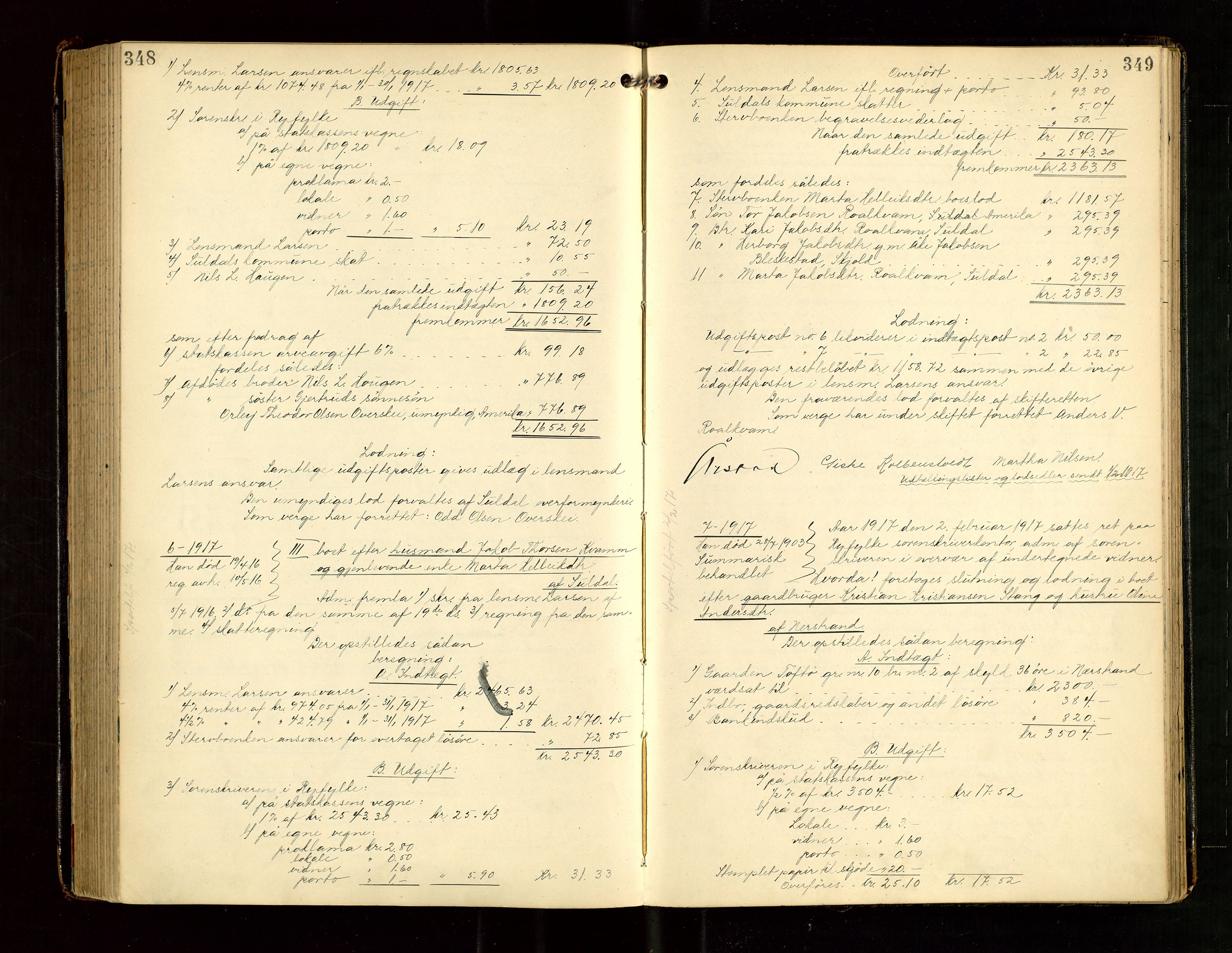 Ryfylke tingrett, AV/SAST-A-100055/001/IV/IVG/L0004: Skifteutlodningsprotokoll Med register, 1912-1918, p. 348-349