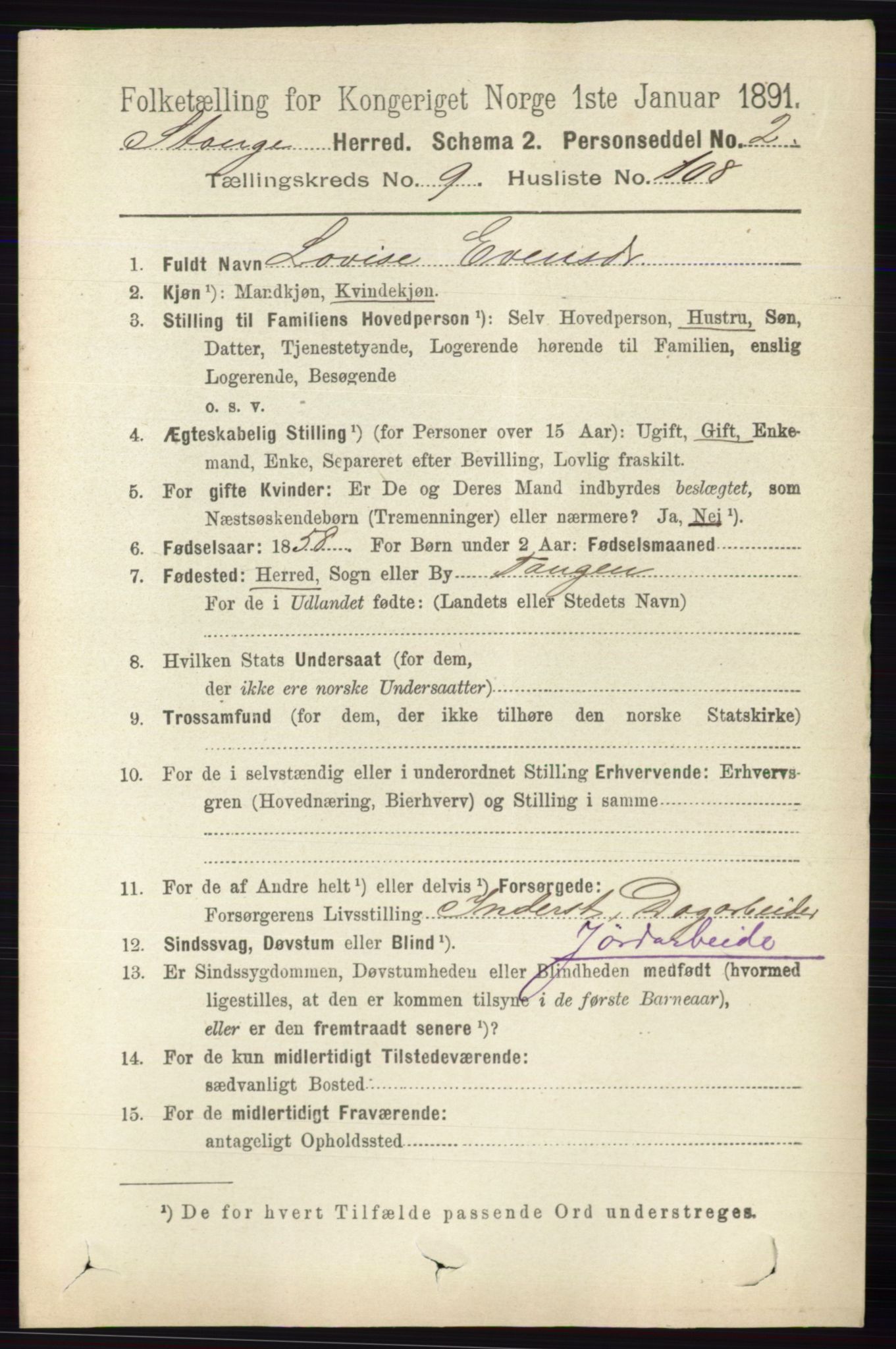 RA, 1891 census for 0417 Stange, 1891, p. 6673