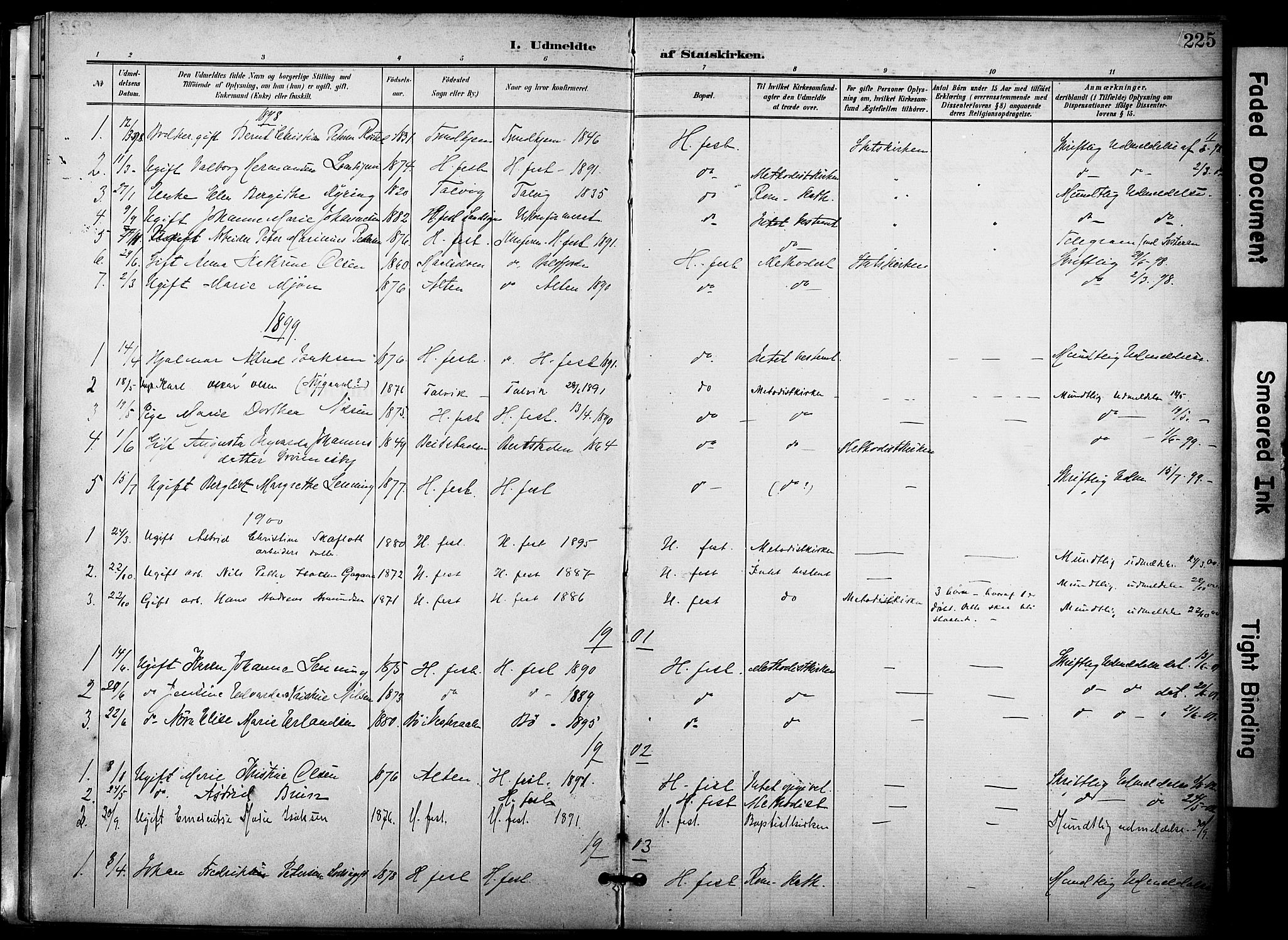 Hammerfest sokneprestkontor, SATØ/S-1347/H/Ha/L0010.kirke: Parish register (official) no. 10, 1898-1905, p. 225