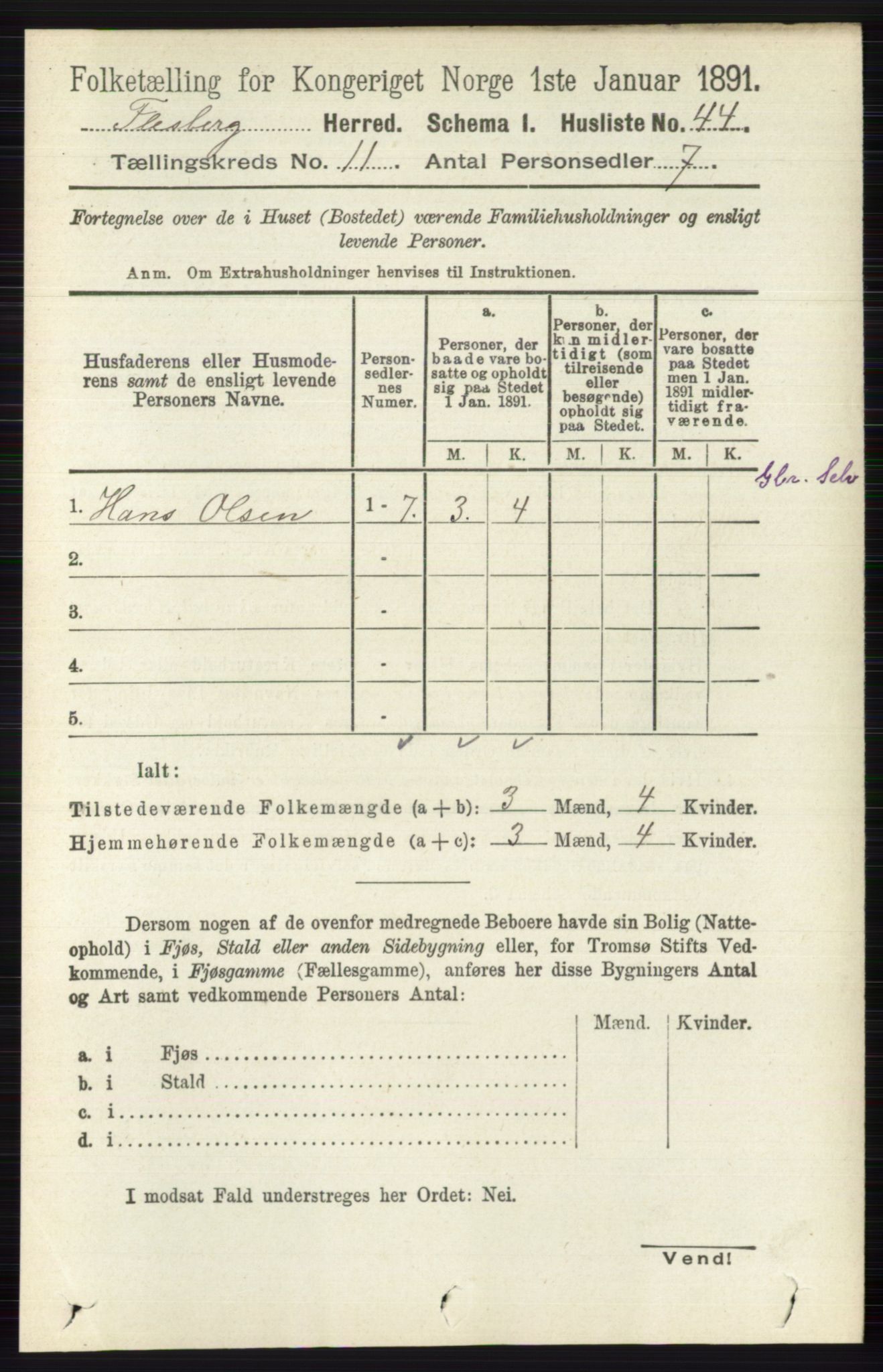 RA, 1891 census for 0631 Flesberg, 1891, p. 1762
