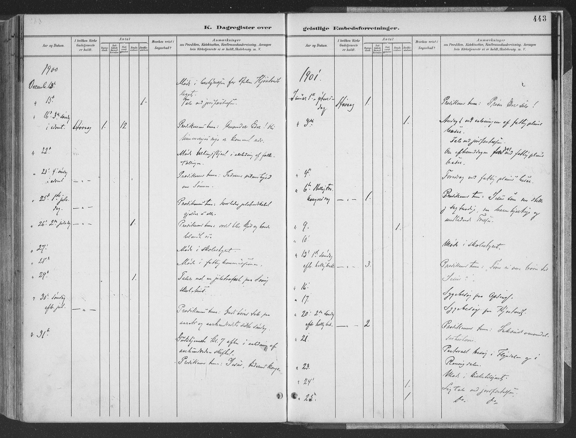 Høvåg sokneprestkontor, AV/SAK-1111-0025/F/Fa/L0006: Parish register (official) no. A 6, 1894-1923, p. 443