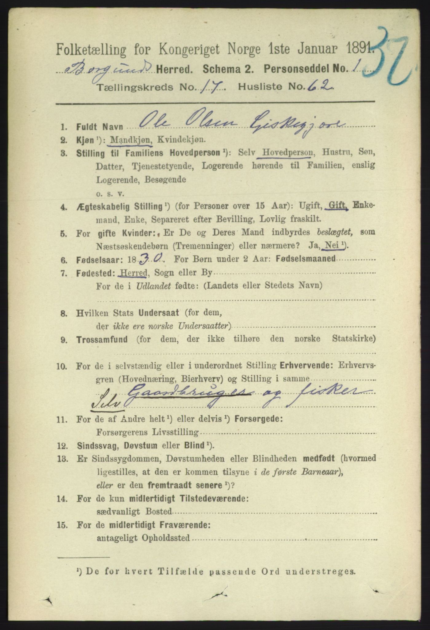 RA, 1891 census for 1531 Borgund, 1891, p. 5408