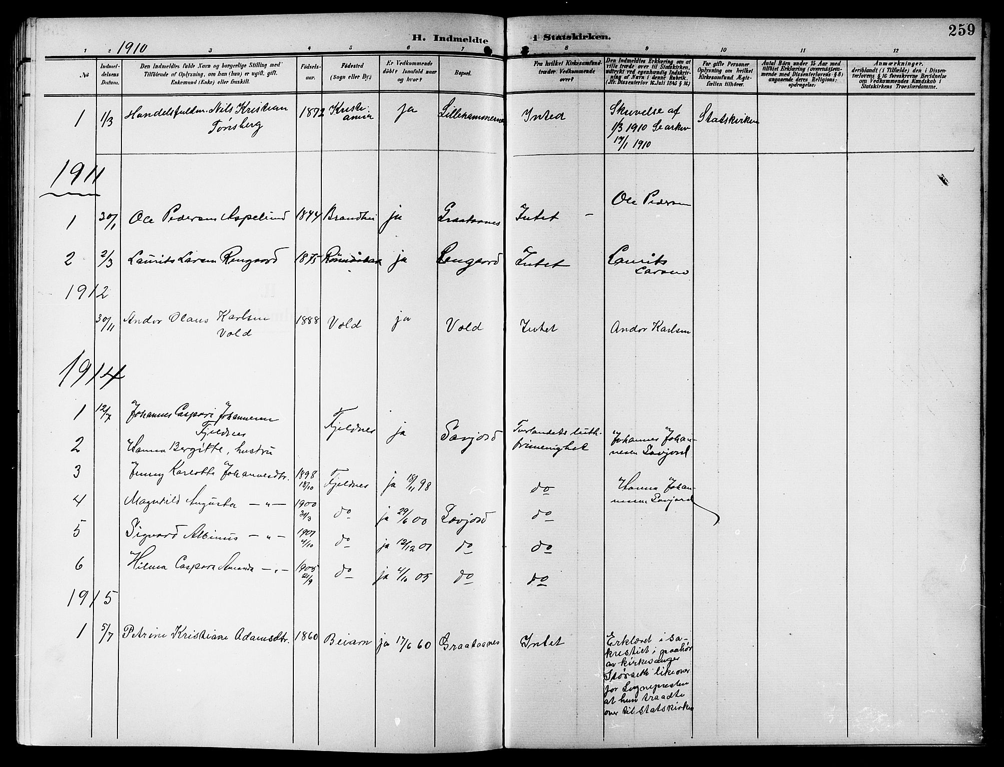 Ministerialprotokoller, klokkerbøker og fødselsregistre - Nordland, SAT/A-1459/846/L0655: Parish register (copy) no. 846C05, 1902-1916, p. 259
