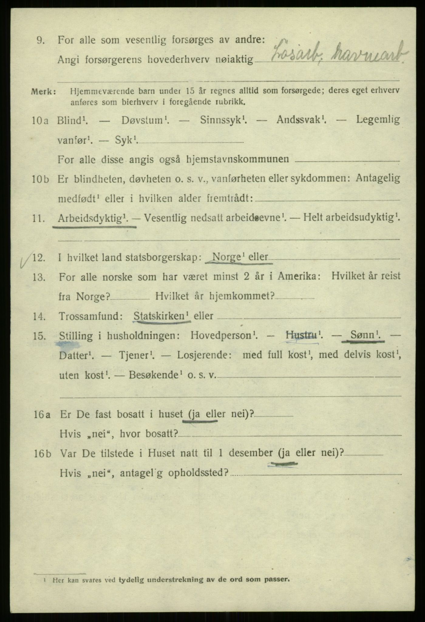 SAB, 1920 census for Bergen, 1920, p. 202732