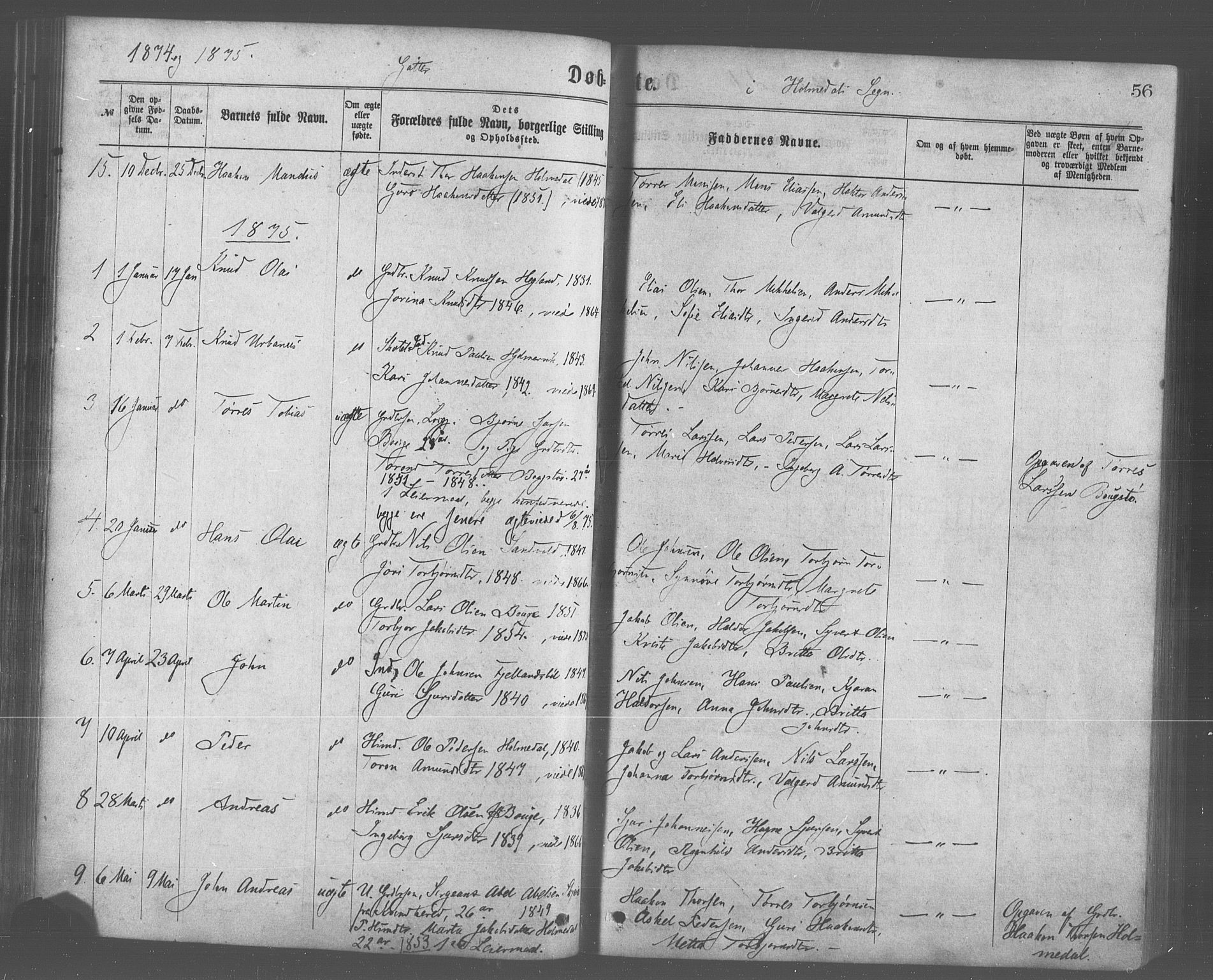 Skånevik sokneprestembete, AV/SAB-A-77801/H/Haa: Parish register (official) no. A 6, 1869-1878, p. 56