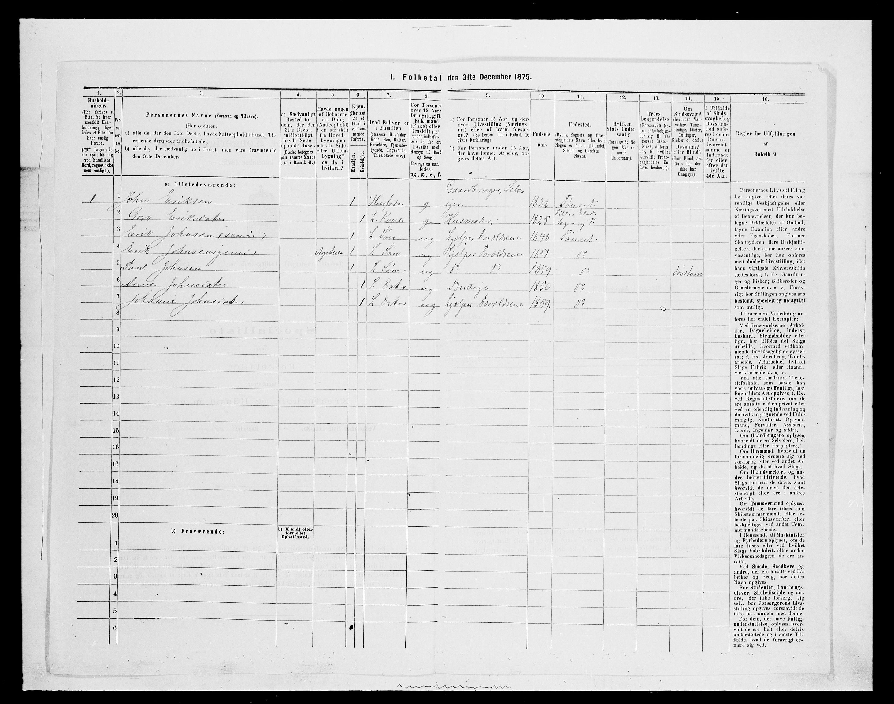 SAH, 1875 census for 0437P Tynset, 1875, p. 1148