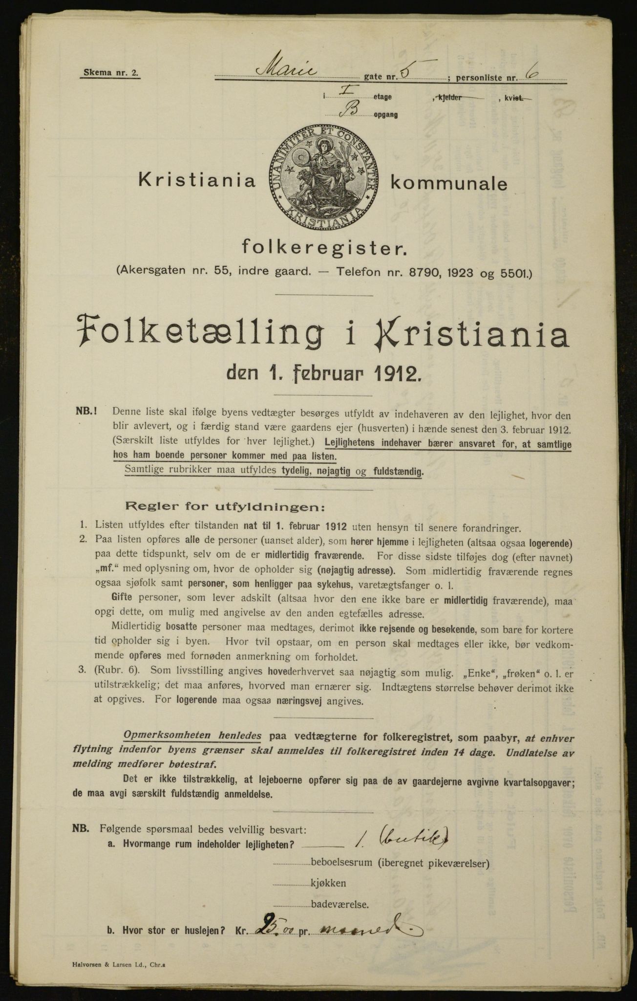 OBA, Municipal Census 1912 for Kristiania, 1912, p. 63232