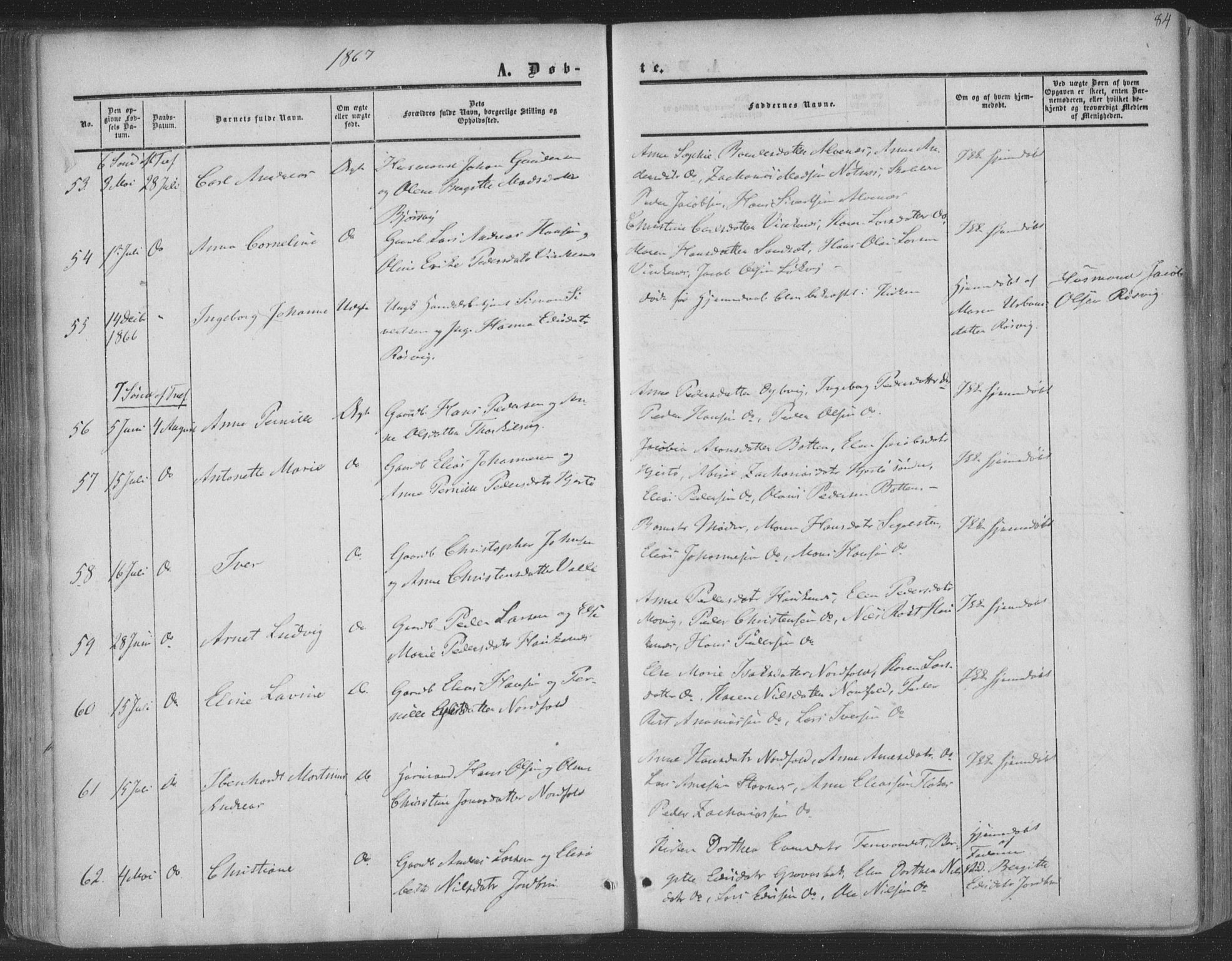 Ministerialprotokoller, klokkerbøker og fødselsregistre - Nordland, SAT/A-1459/853/L0770: Parish register (official) no. 853A09, 1857-1870, p. 84