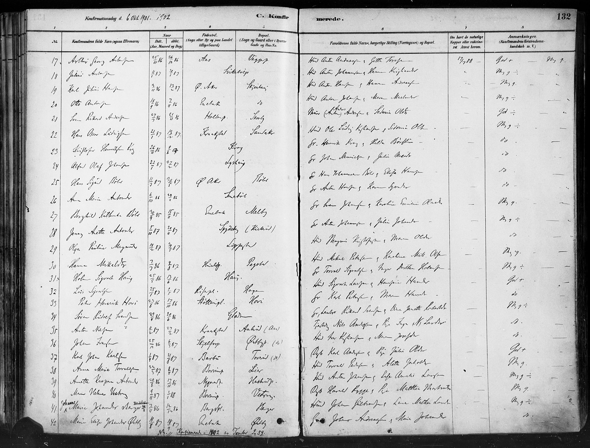 Hobøl prestekontor Kirkebøker, AV/SAO-A-2002/F/Fa/L0005: Parish register (official) no. I 5, 1878-1904, p. 132