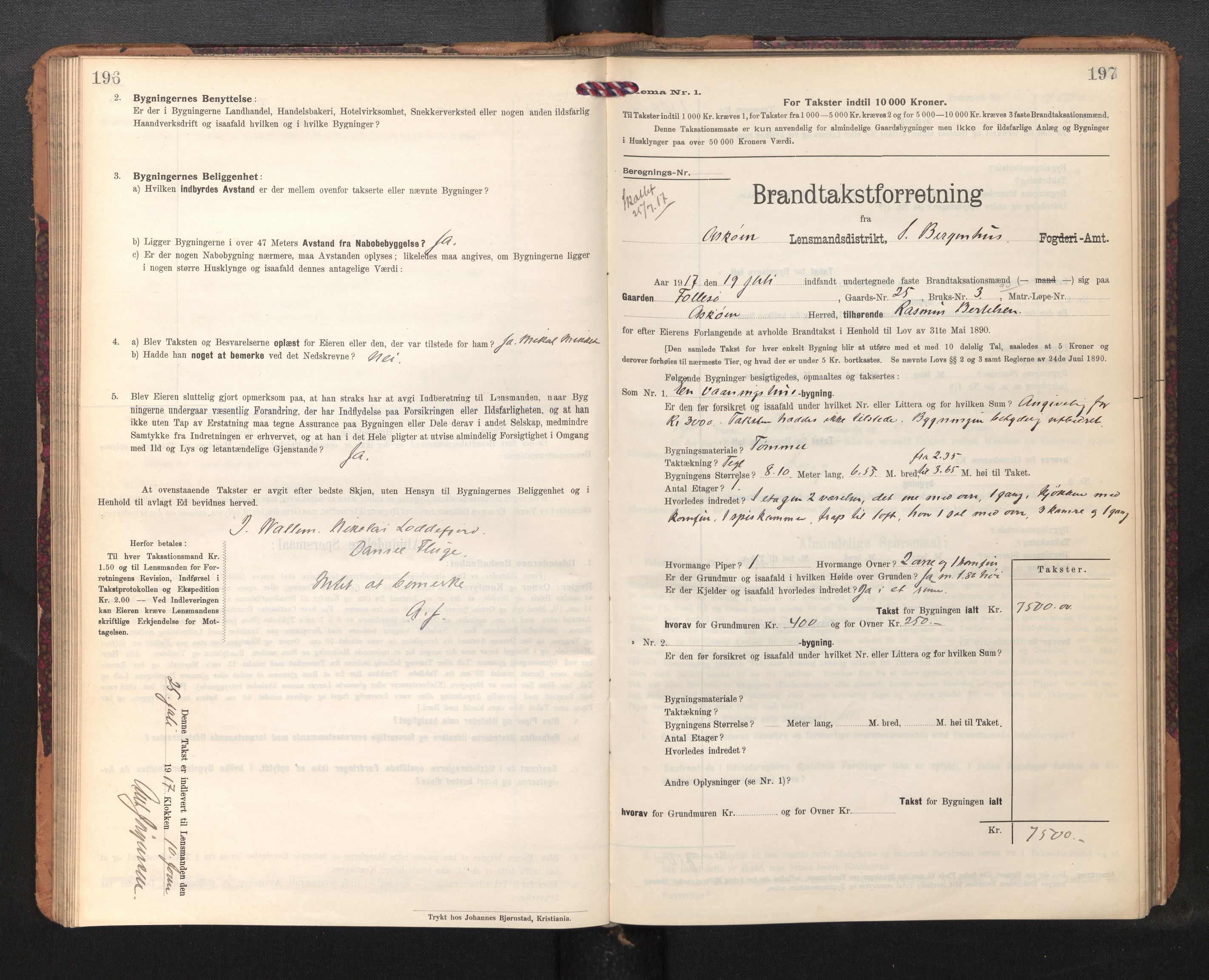 Lensmannen i Askøy, AV/SAB-A-31001/0012/L0007: Branntakstprotokoll, skjematakst, 1910-1919, p. 196-197