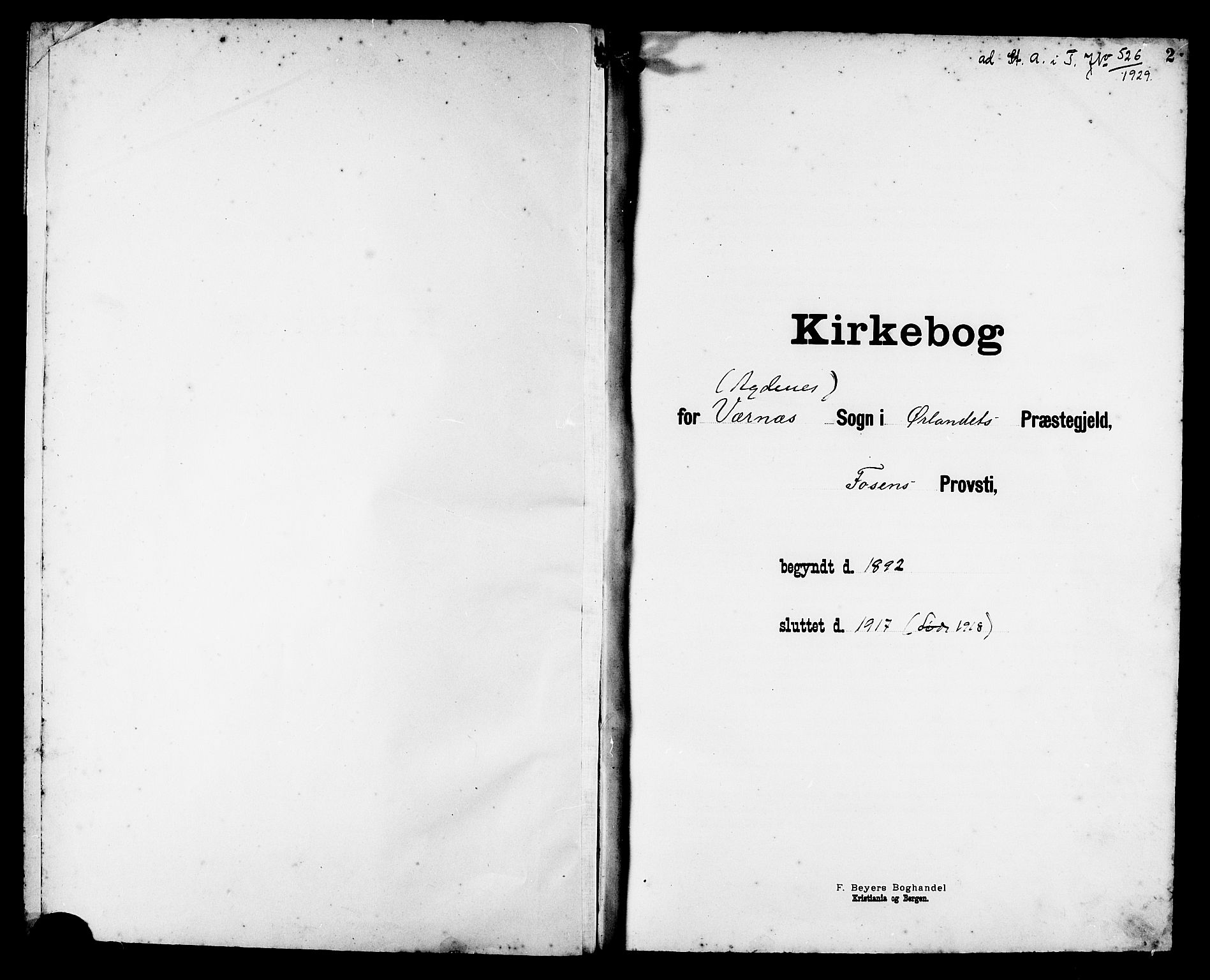 Ministerialprotokoller, klokkerbøker og fødselsregistre - Sør-Trøndelag, SAT/A-1456/662/L0757: Parish register (copy) no. 662C02, 1892-1918, p. 2