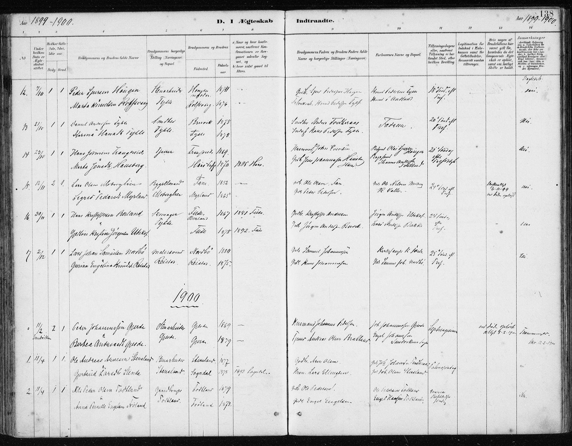 Samnanger Sokneprestembete, SAB/A-77501/H/Haa: Parish register (official) no. A 1, 1885-1901, p. 138